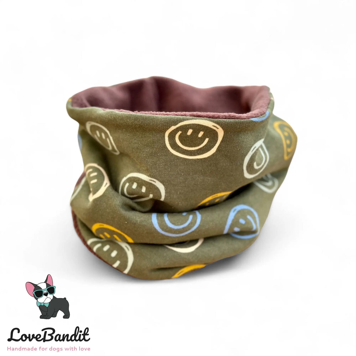 Hundeloop Hundeschal Hunde Loop Smiley oliv - LoveBandit