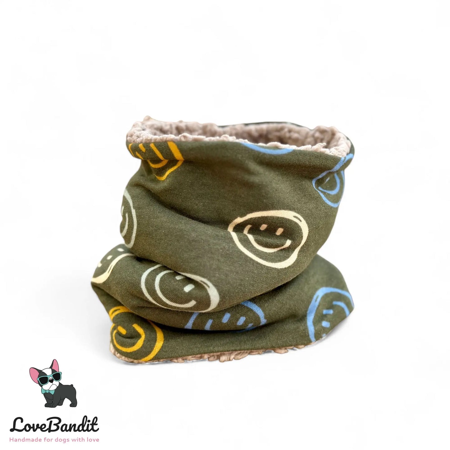 Hundeloop Hundeschal Hunde Loop Smiley oliv - LoveBandit