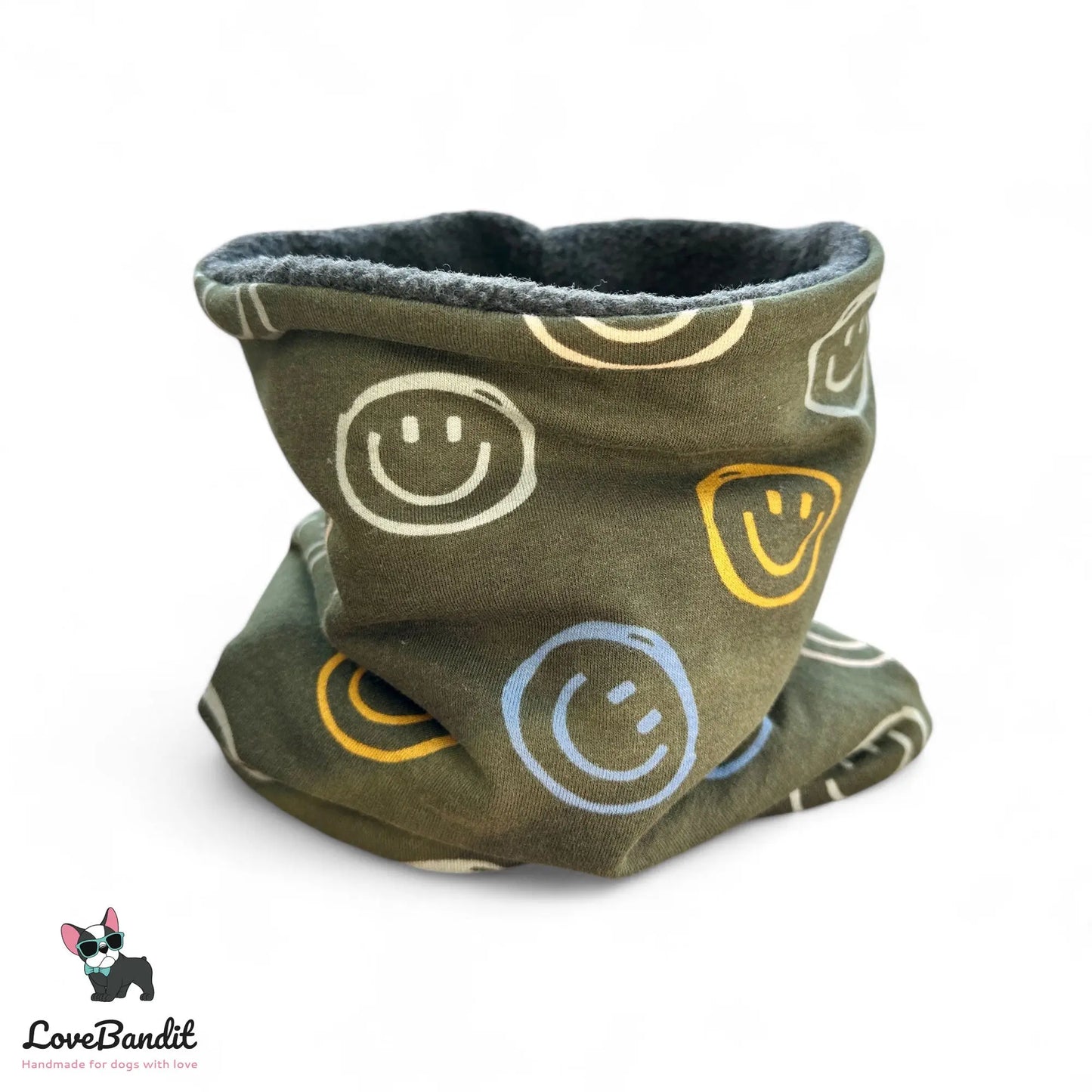 Hundeloop Hundeschal Hunde Loop Smiley oliv - LoveBandit