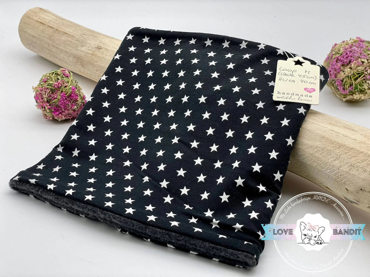 Hundeloop Hundeschal Sterne schwarz - LoveBandit