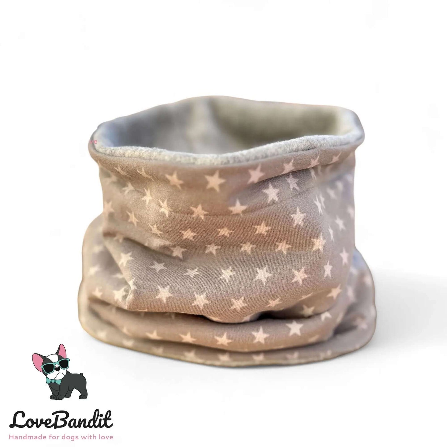 Hundeloop Hundeschal Sterne Taupe Grau - LoveBandit