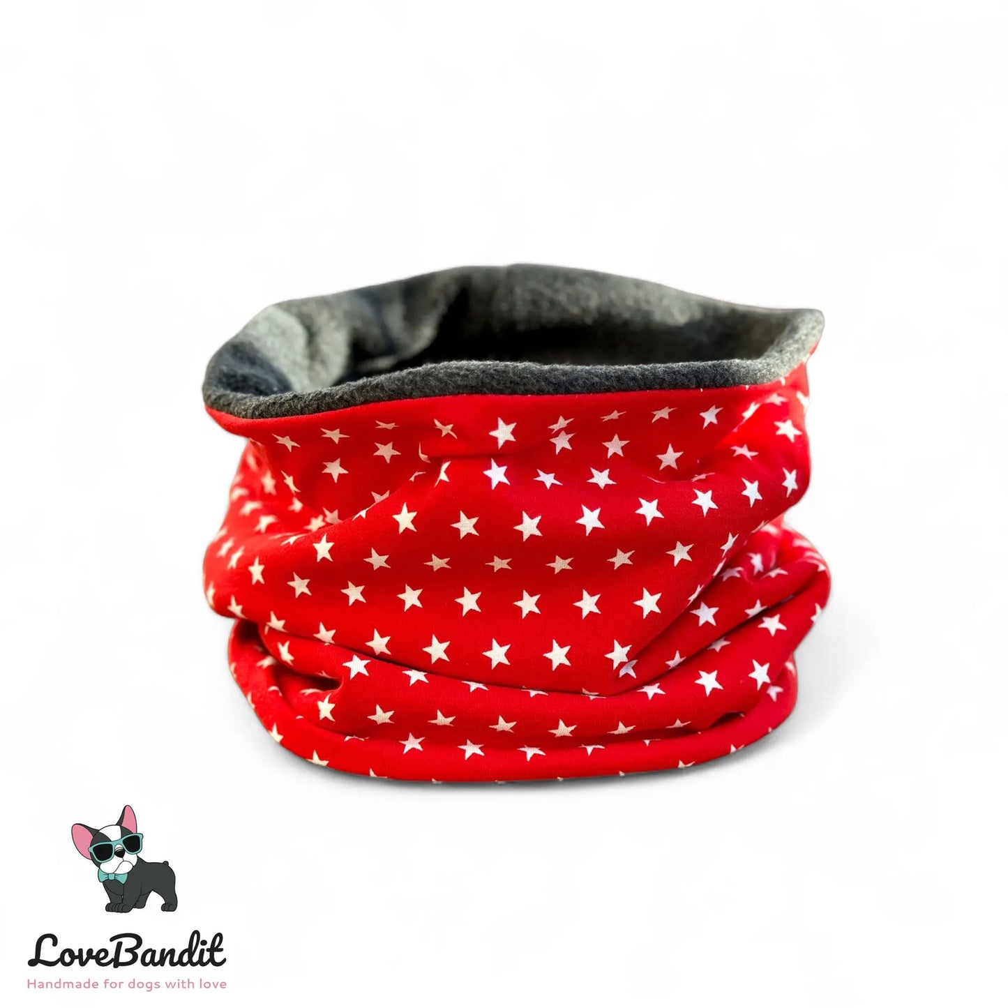 Hundeloop Hundeschal Sterne Rot Fleece Teddyplüsch - LoveBandit