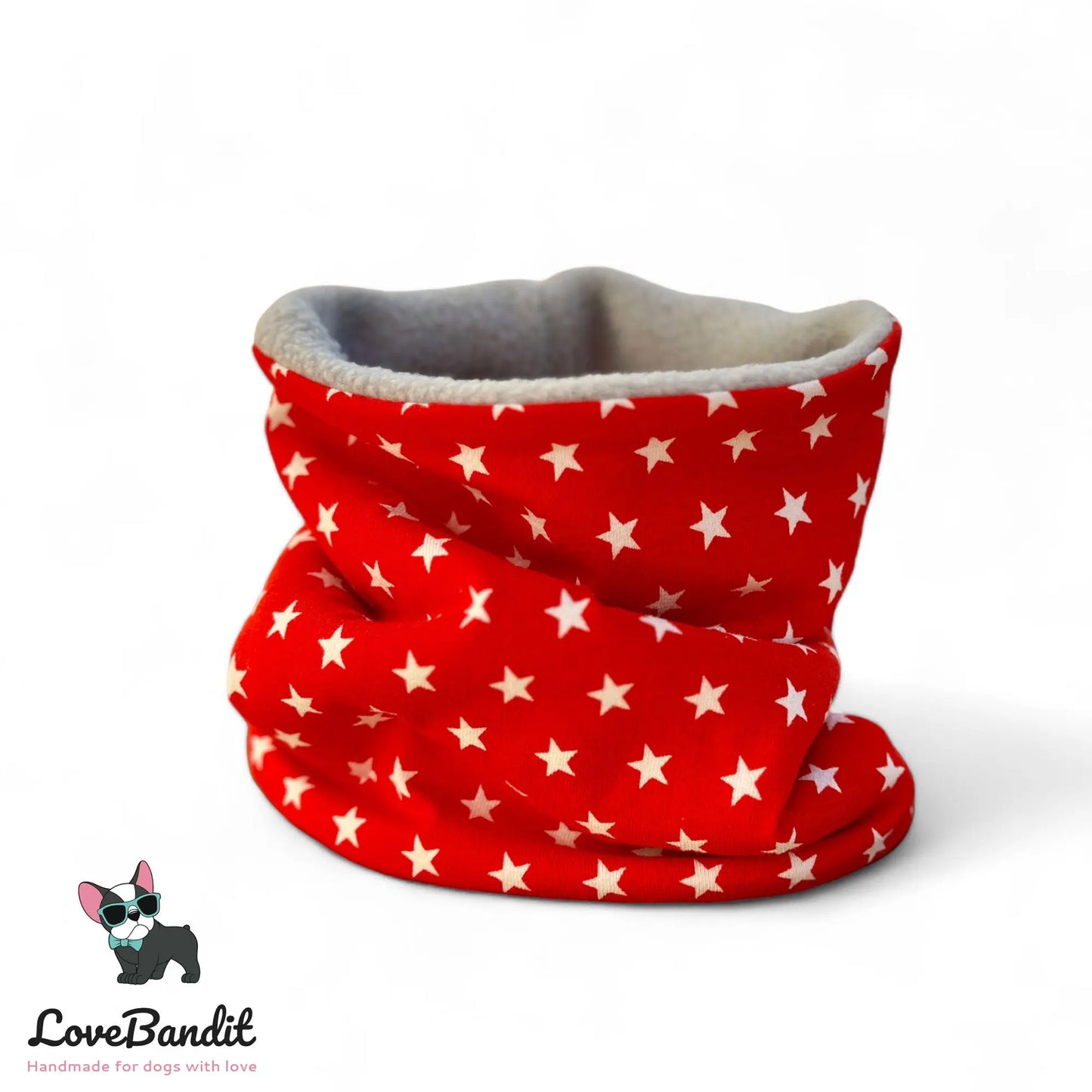 Hundeloop Hundeschal Sterne Rot Fleece Teddyplüsch - LoveBandit