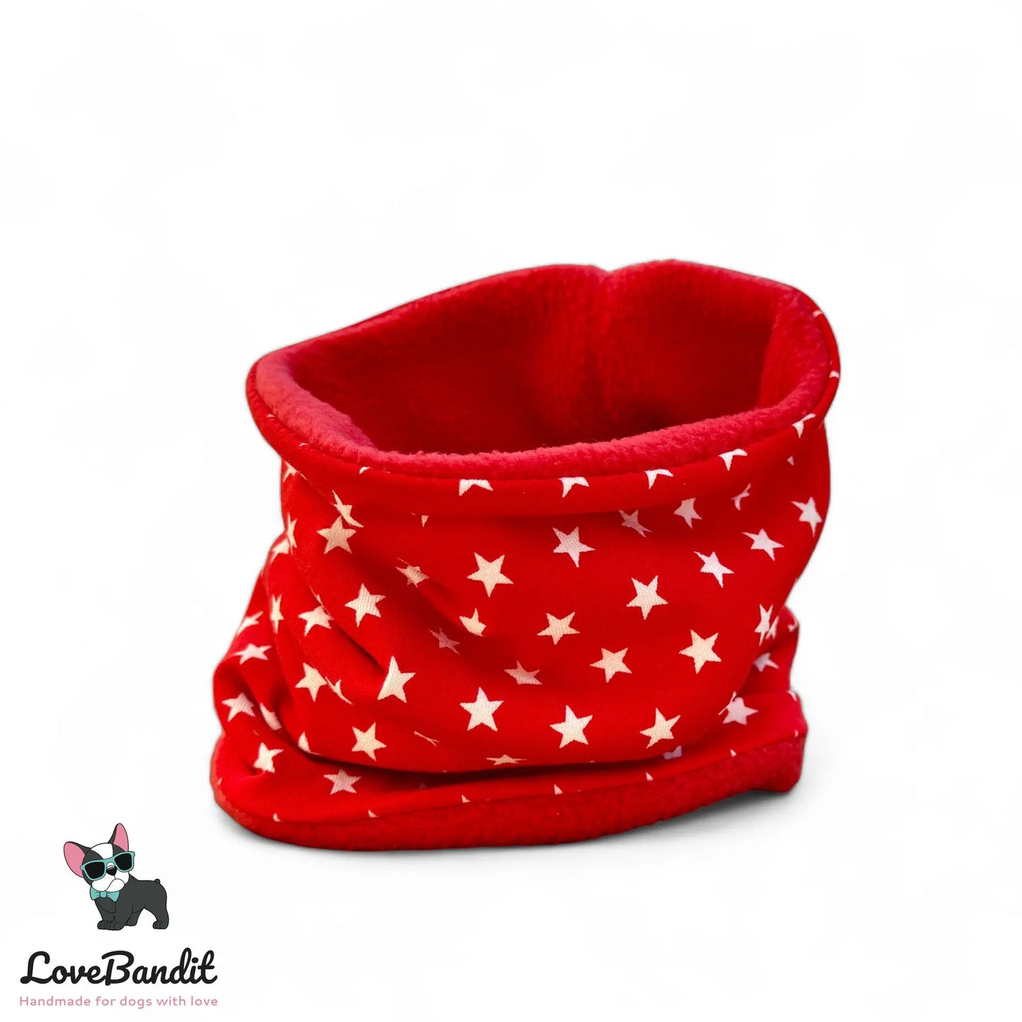 Hundeloop Hundeschal Sterne Rot Fleece Teddyplüsch - LoveBandit