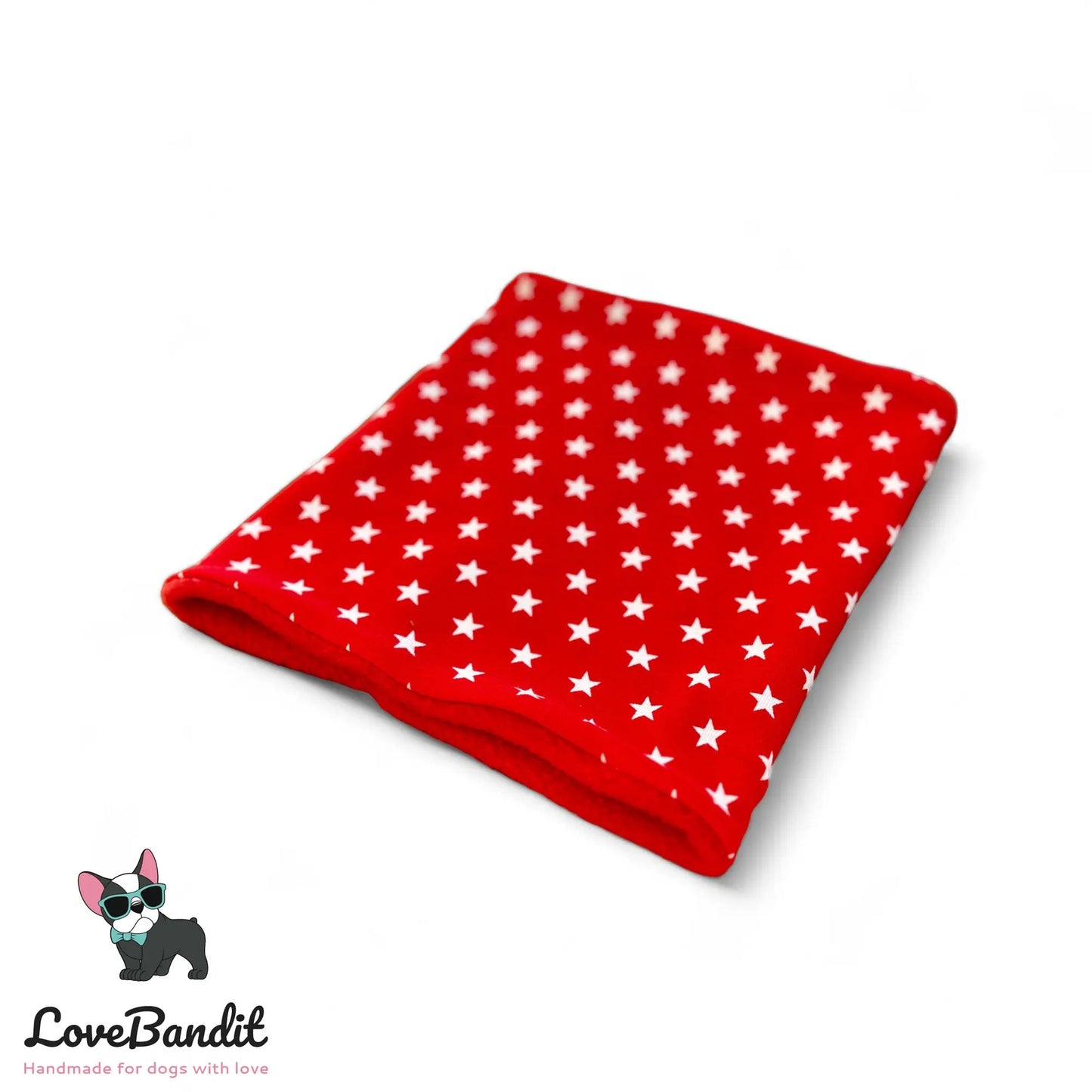 Hundeloop Hundeschal Sterne Rot Fleece Teddyplüsch - LoveBandit