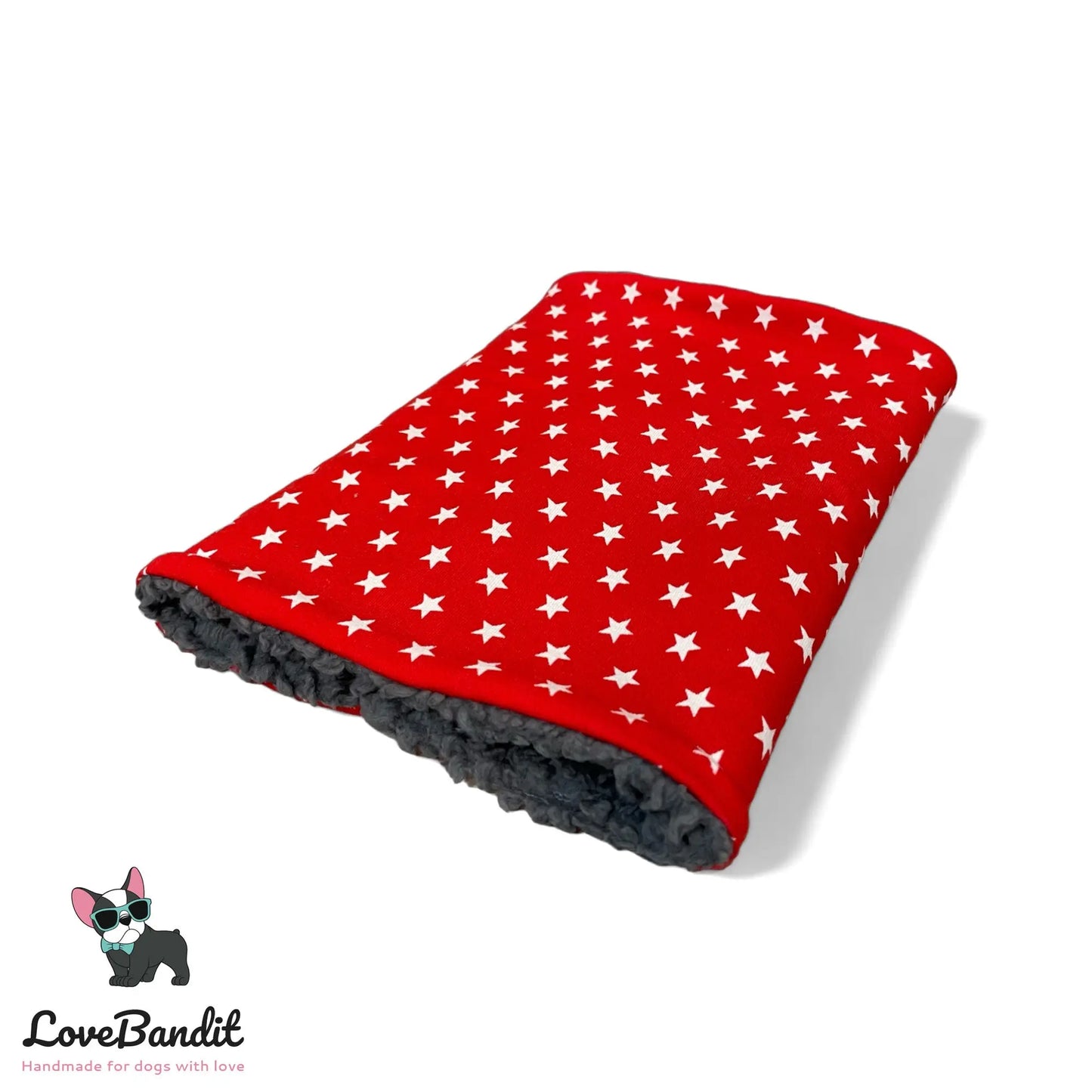 Hundeloop Hundeschal Sterne Rot Fleece Teddyplüsch - LoveBandit