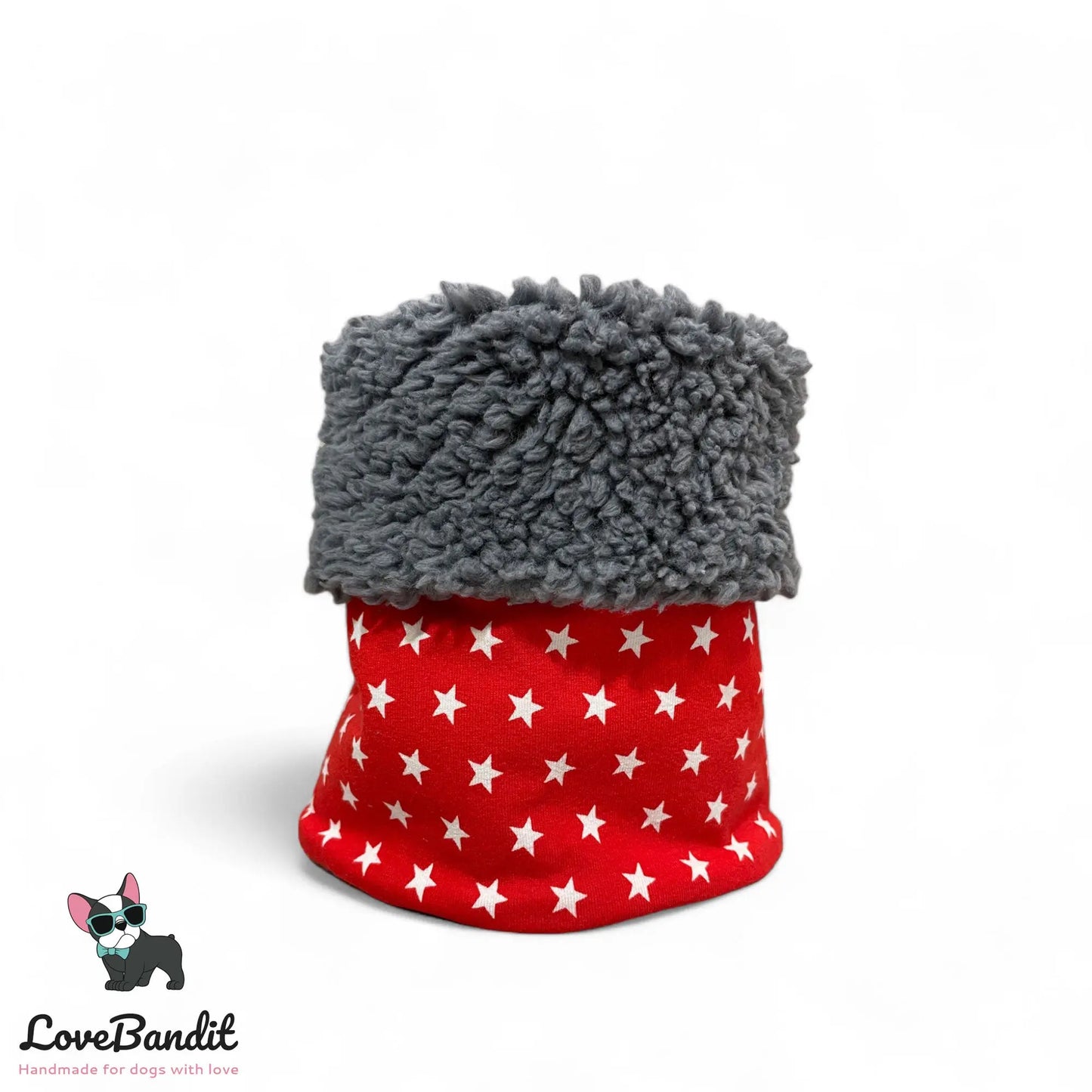 Hundeloop Hundeschal Sterne Rot Fleece Teddyplüsch - LoveBandit