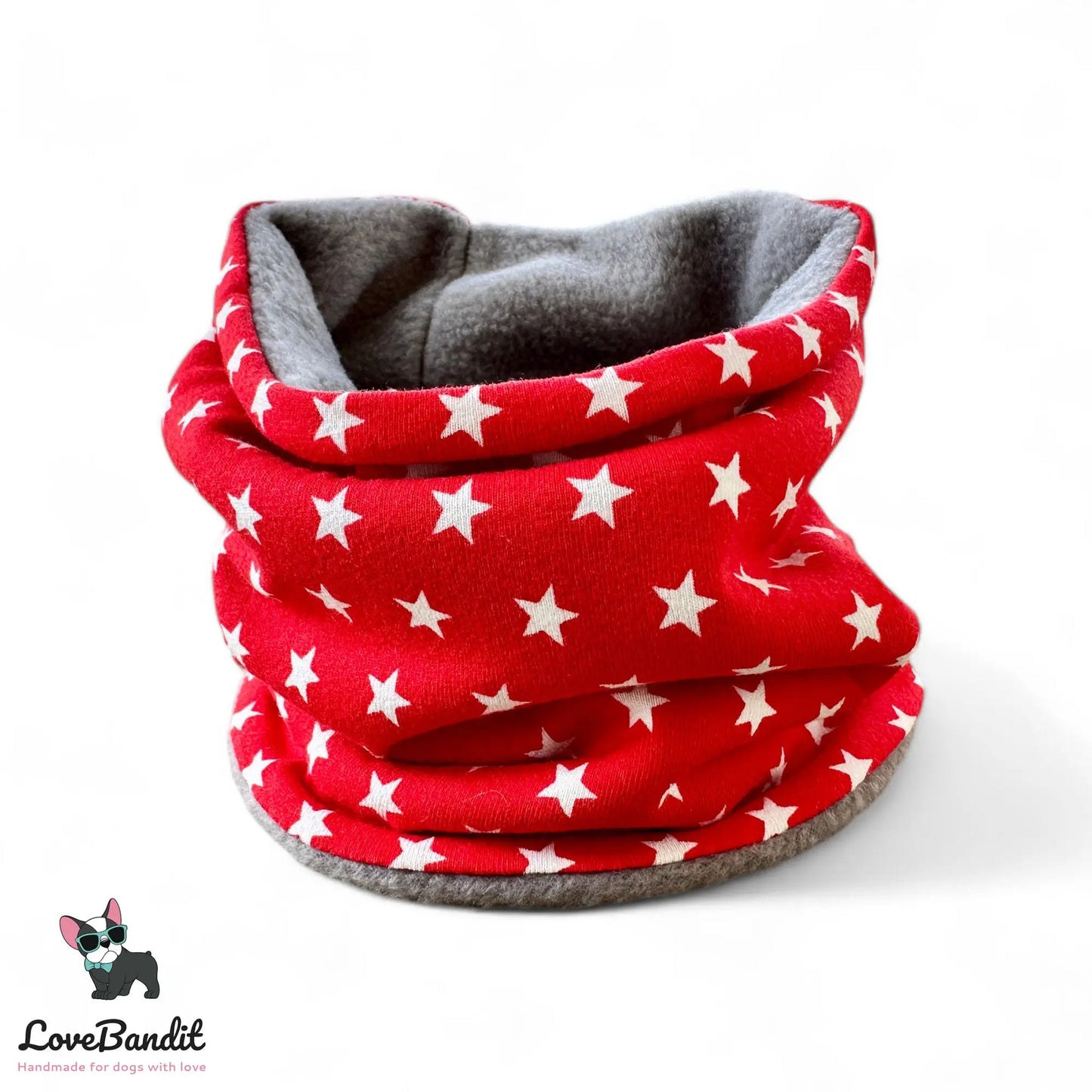 Hundeloop Hundeschal Sterne Rot Fleece Teddyplüsch - LoveBandit