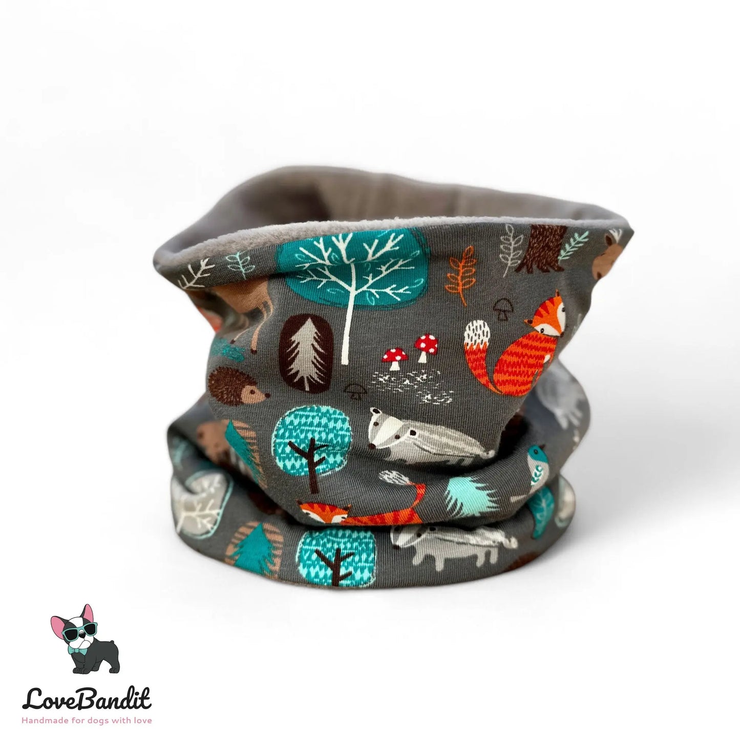 Hundeloop Hundeschal Tiere im Wald Grau - LoveBandit