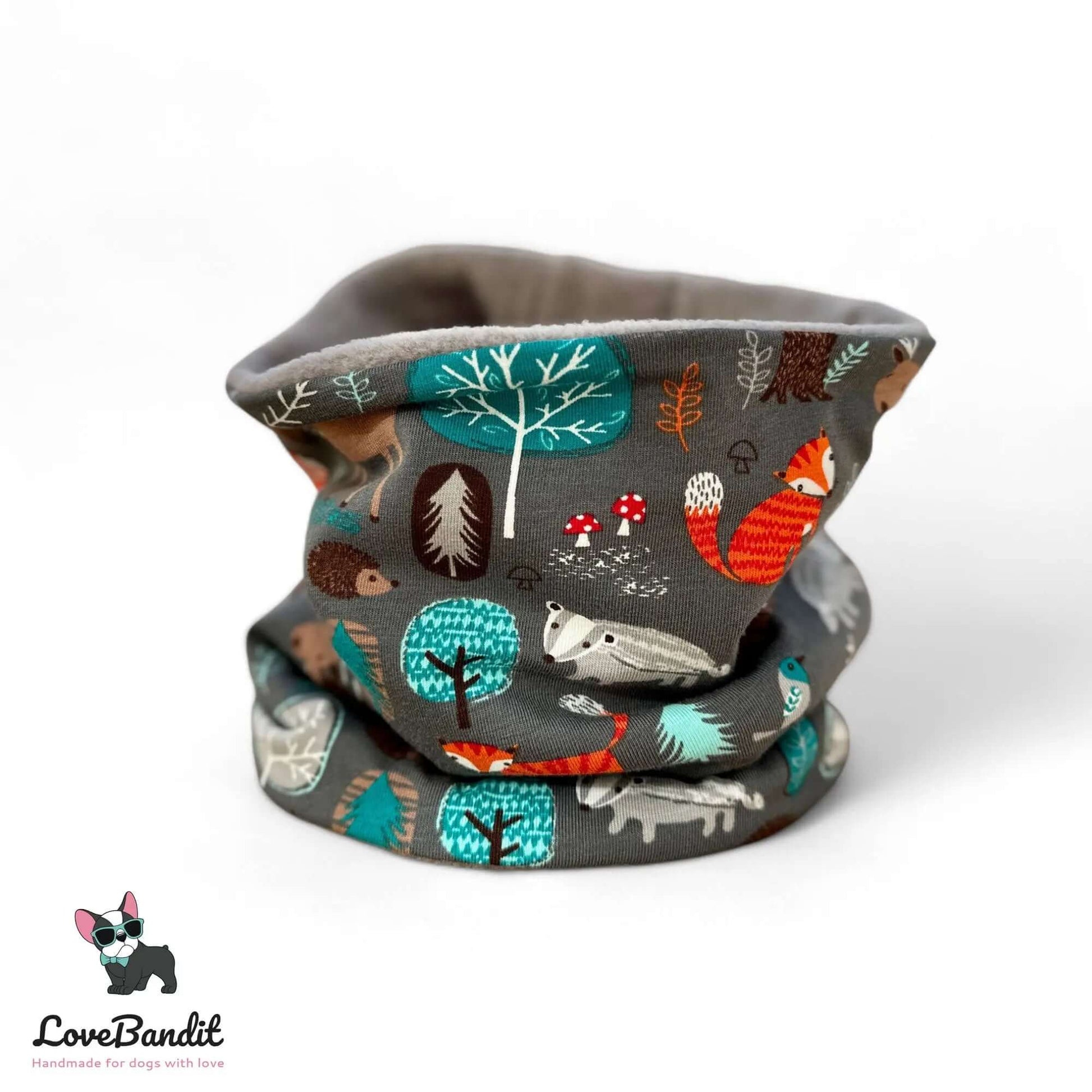 Hundeloop Hundeschal Tiere im Wald Grau - LoveBandit