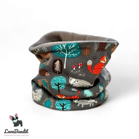 Hundeloop Hundeschal Tiere im Wald Grau - LoveBandit