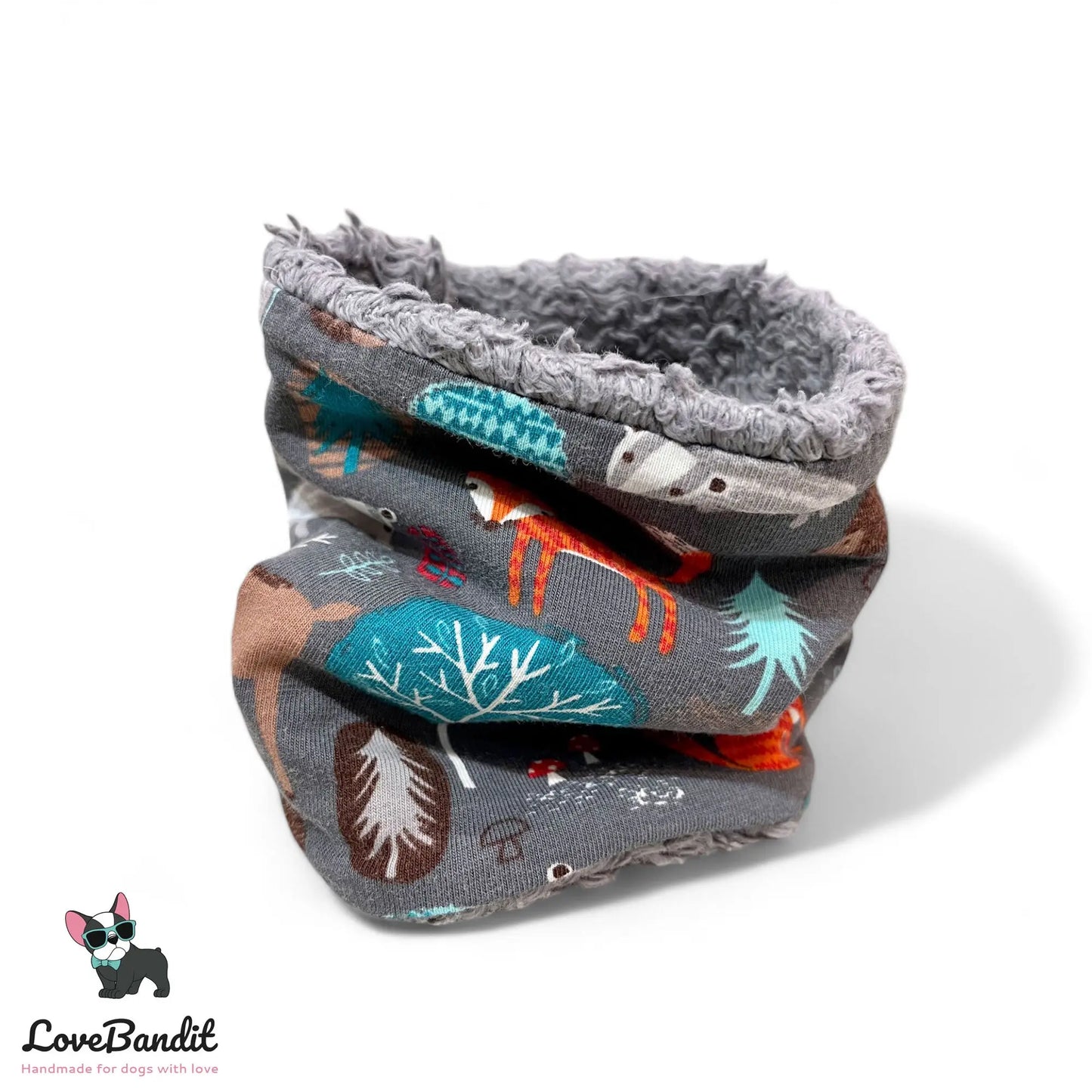 Hundeloop Hundeschal Tiere im Wald Grau - LoveBandit
