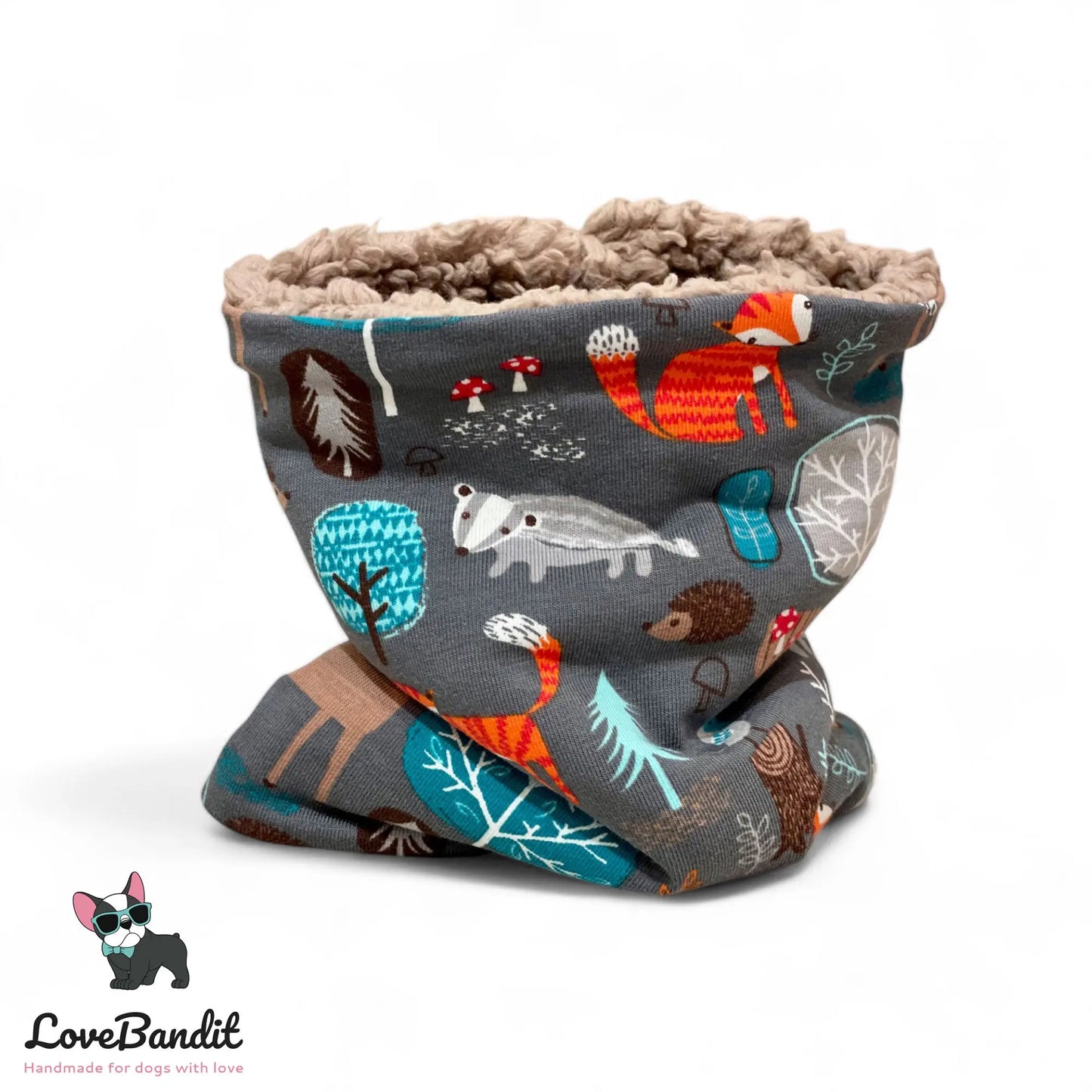 Hundeloop Hundeschal Tiere im Wald Grau - LoveBandit