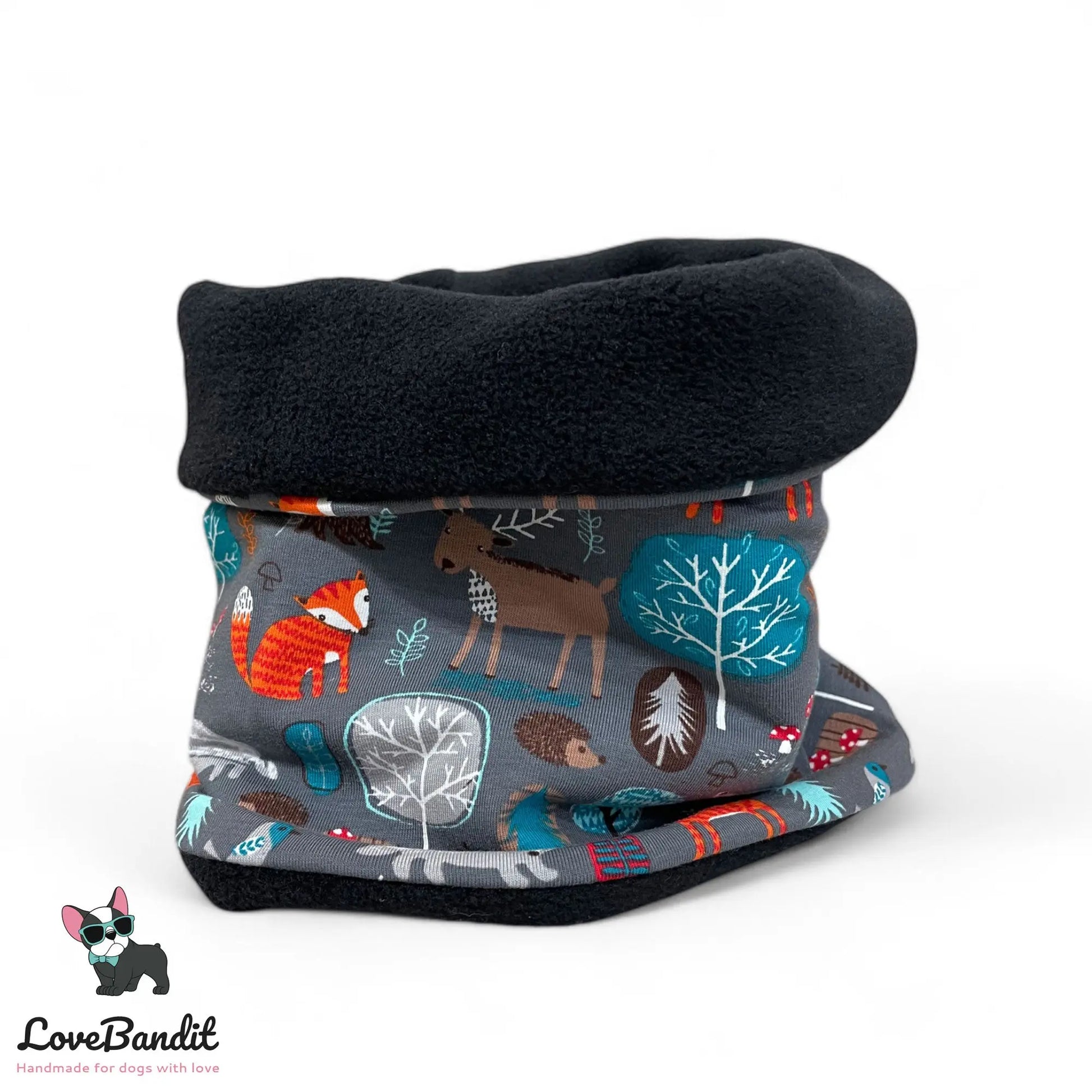 Hundeloop Hundeschal Tiere im Wald Grau - LoveBandit