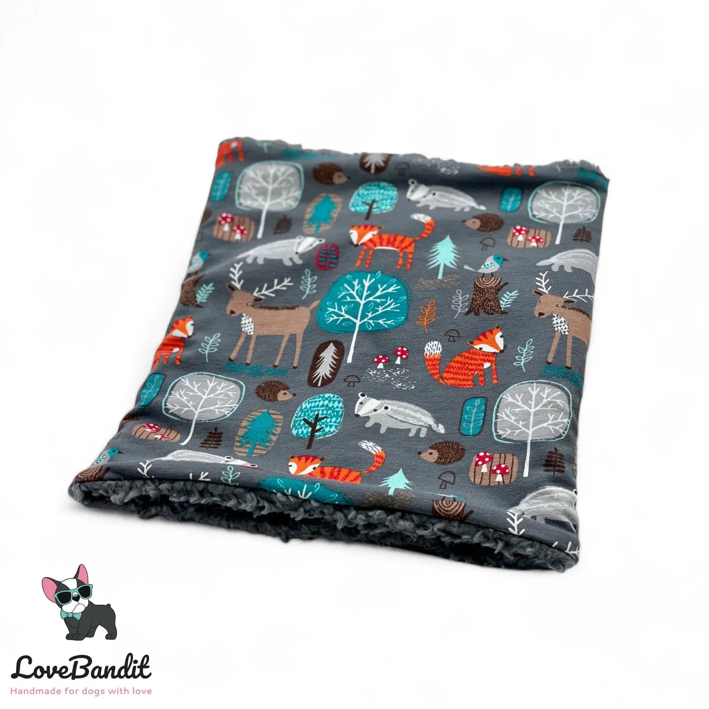Hundeloop Hundeschal Tiere im Wald Grau - LoveBandit