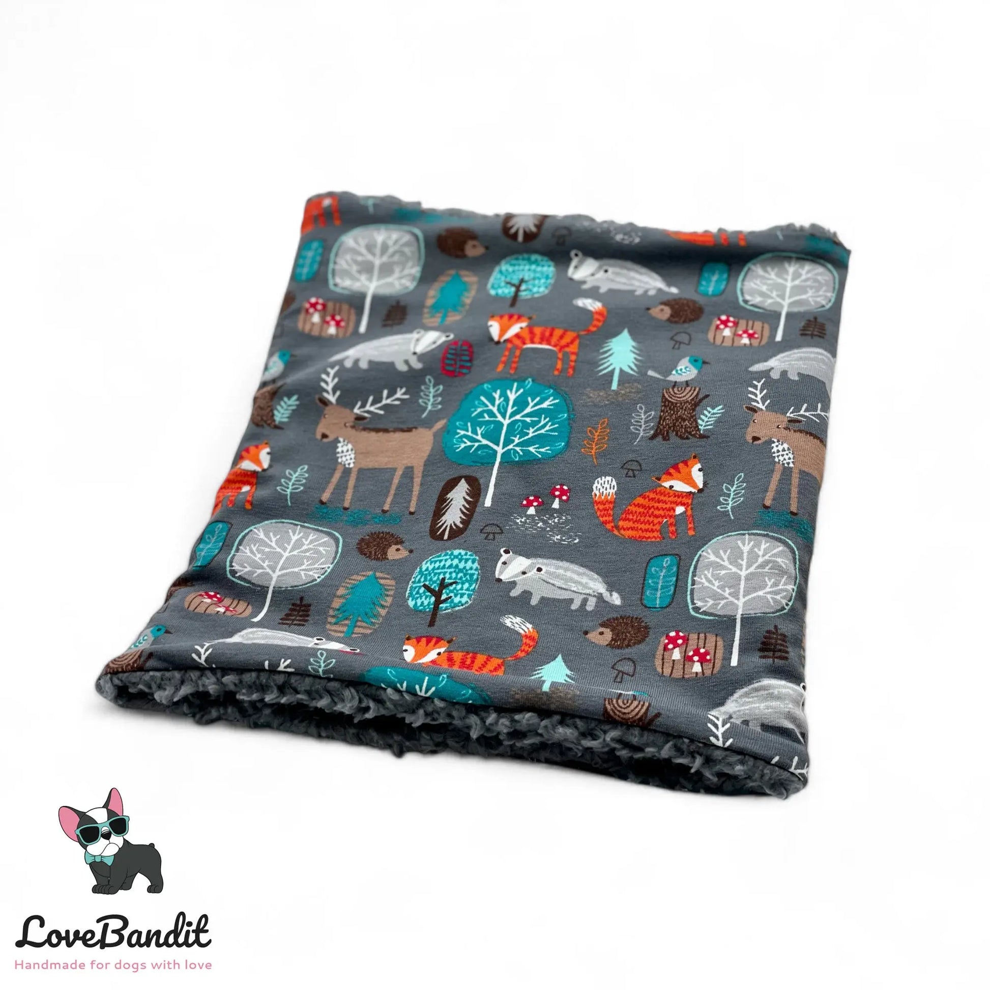 Hundeloop Hundeschal Tiere im Wald Grau - LoveBandit