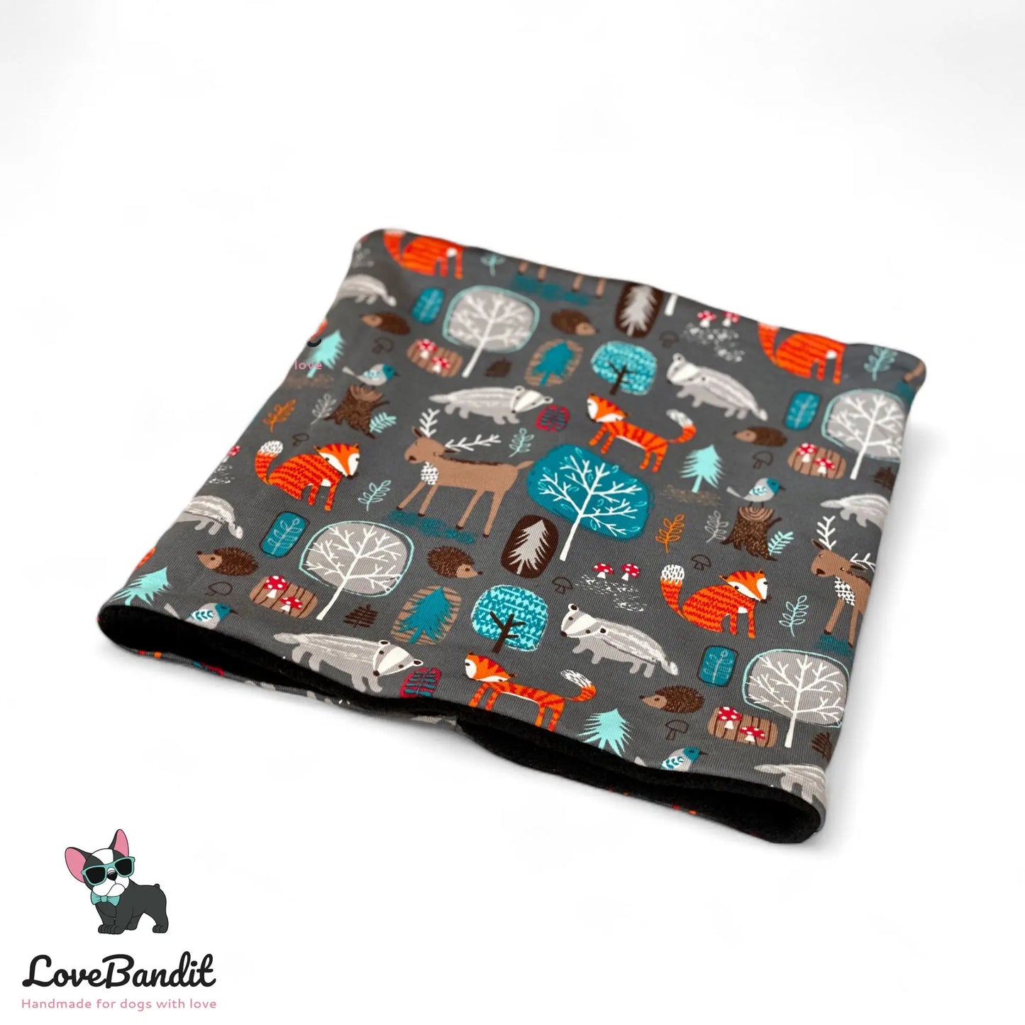 Hundeloop Hundeschal Tiere im Wald Grau - LoveBandit