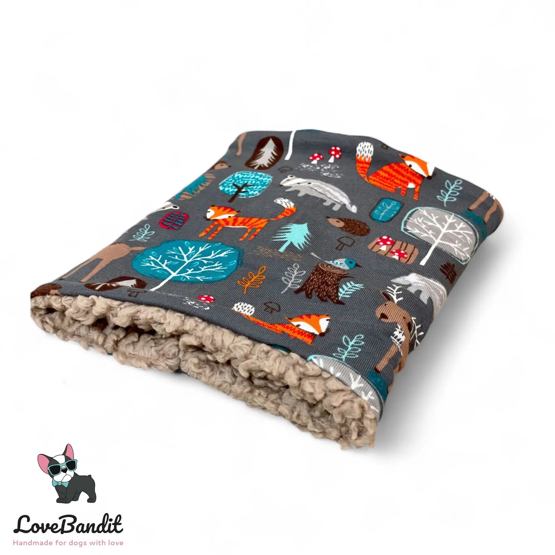 Hundeloop Hundeschal Tiere im Wald Grau - LoveBandit