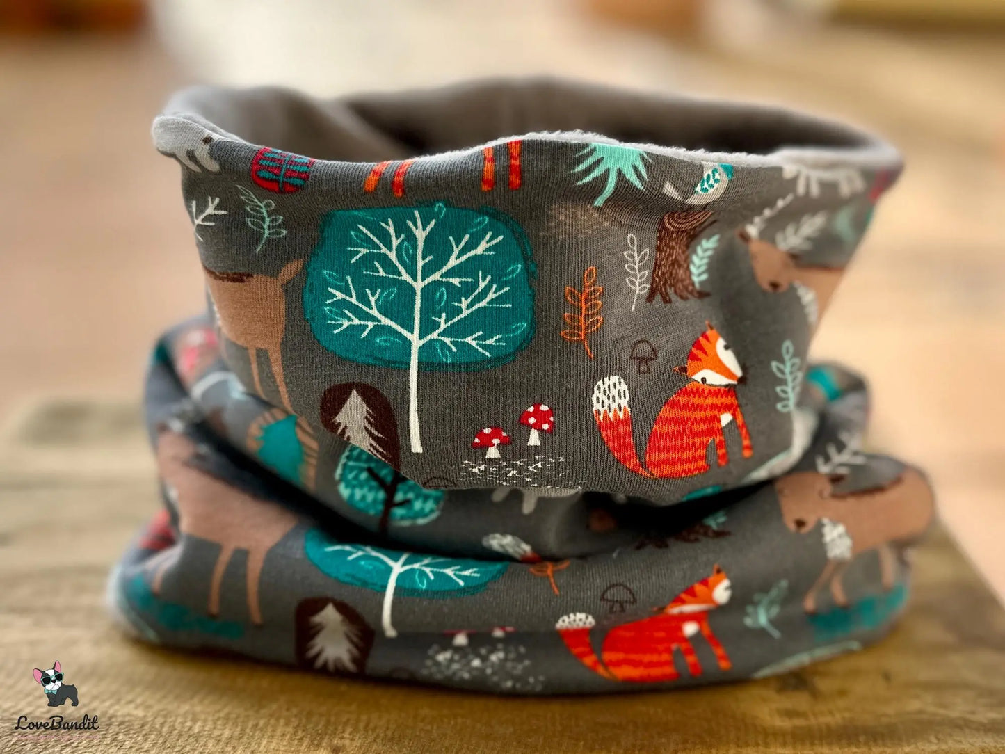 Hundeloop Hundeschal Tiere im Wald Grau - LoveBandit