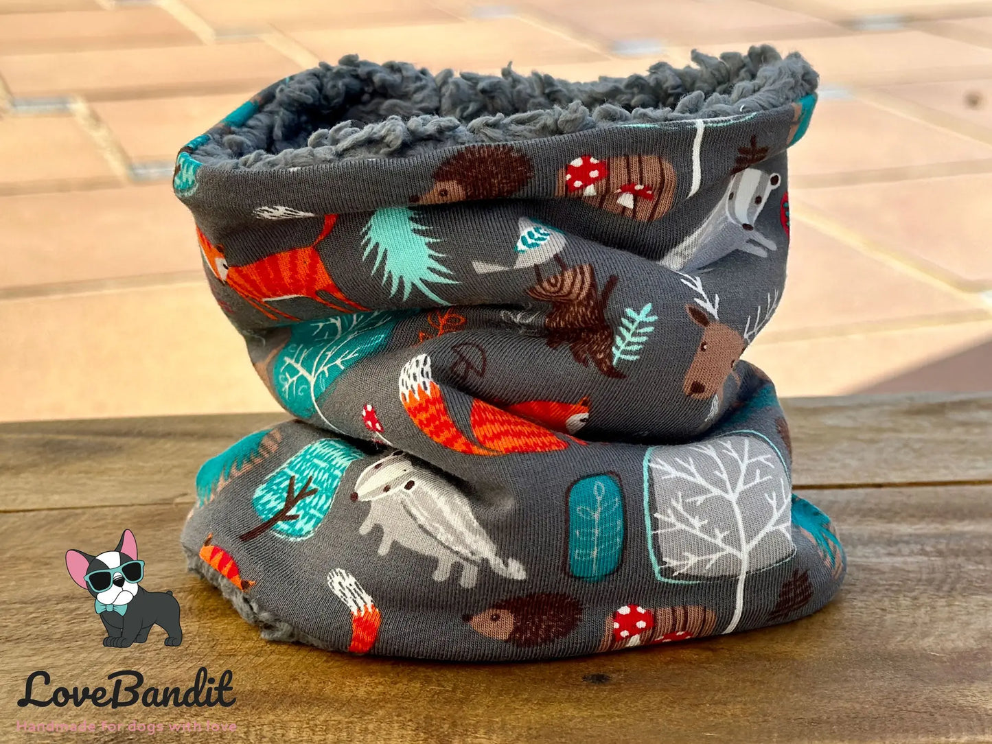 Hundeloop Hundeschal Tiere im Wald Grau - LoveBandit