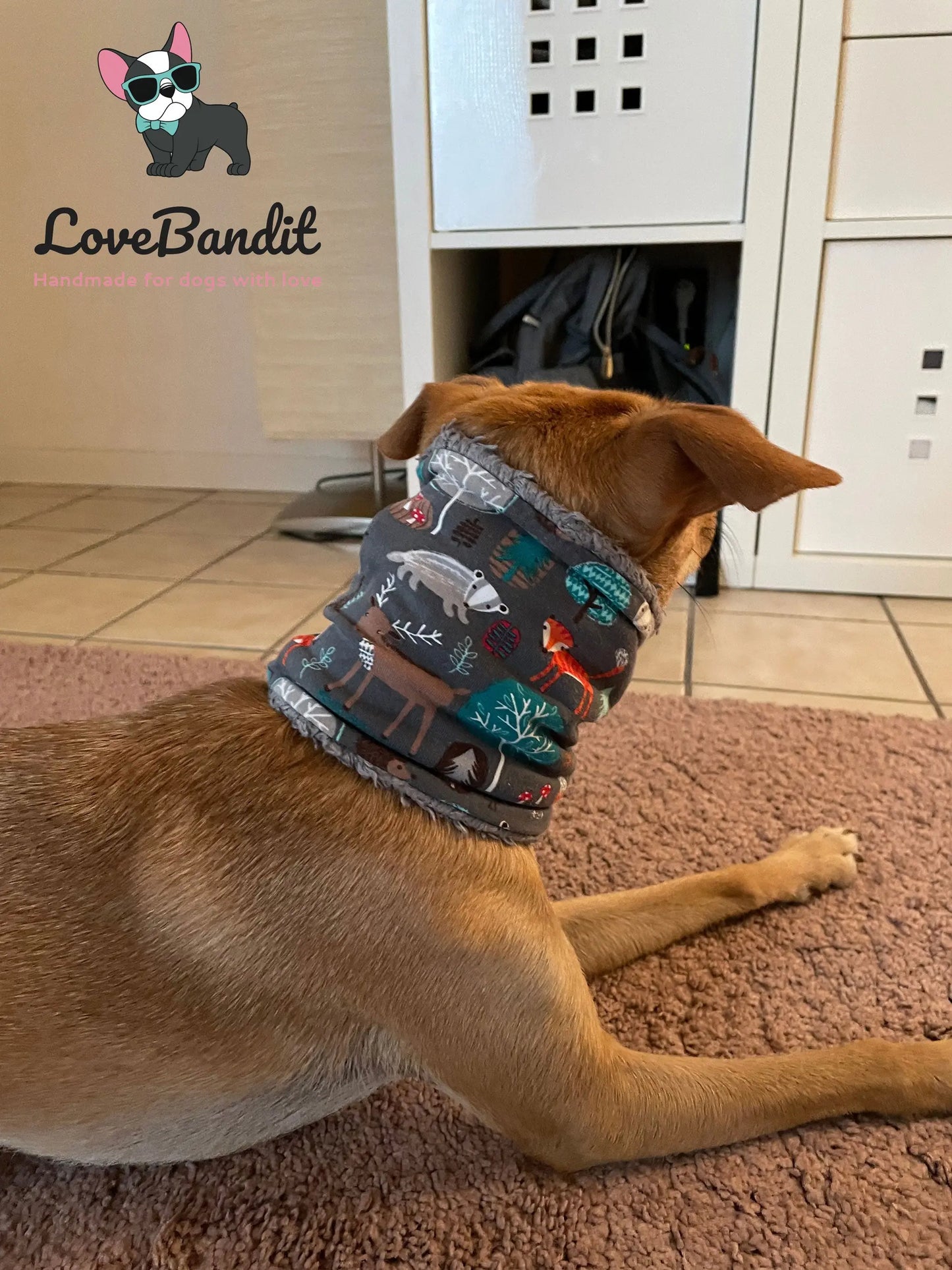 Hundeloop Hundeschal Tiere im Wald Grau - LoveBandit