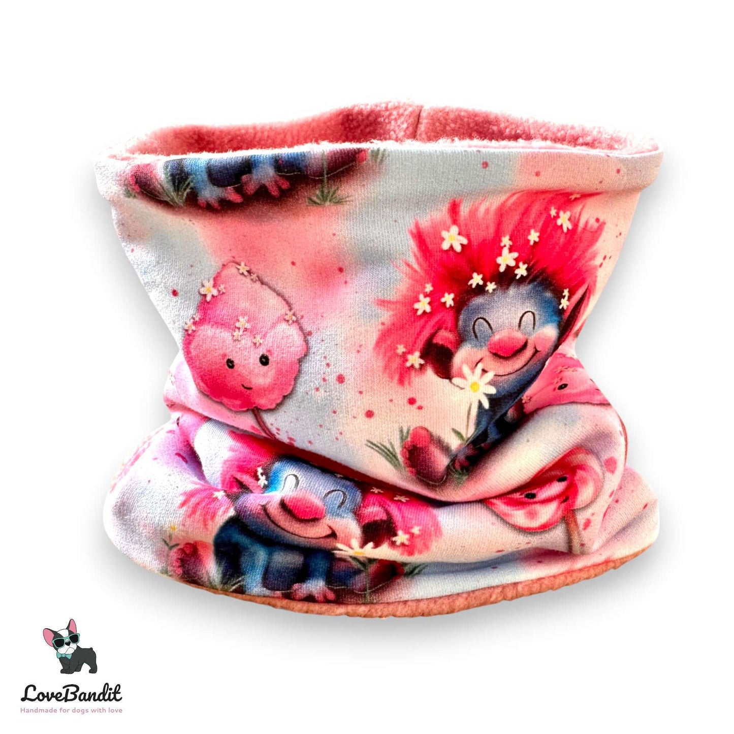 Hundeschal Hundeloop "Zuckersüsse Trolle" pink - LoveBandit