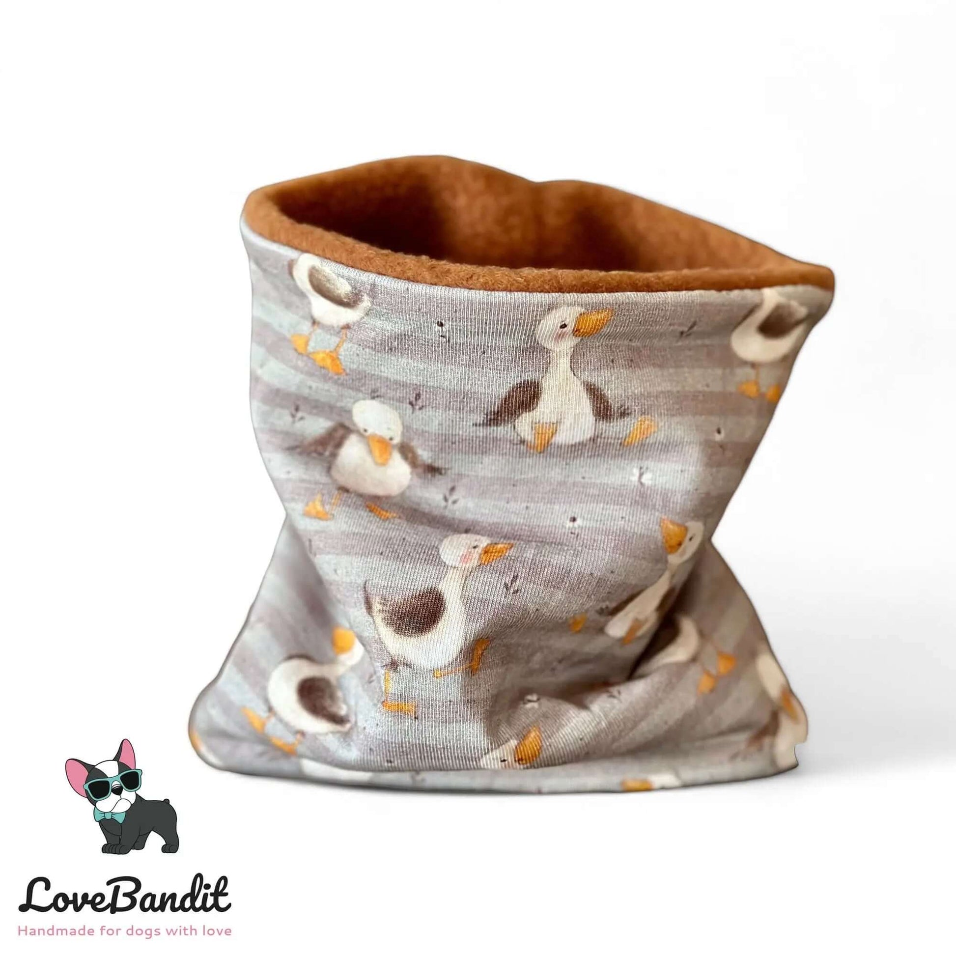 Hundeloop Gänse grau gestreift Fleece oder Teddyplüsch - LoveBandit
