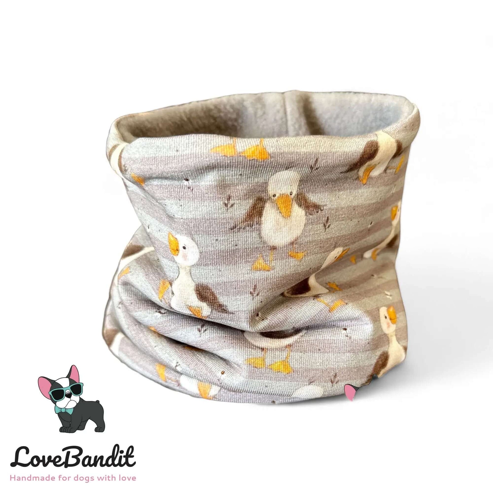 Hundeloop Gänse grau gestreift Fleece oder Teddyplüsch - LoveBandit