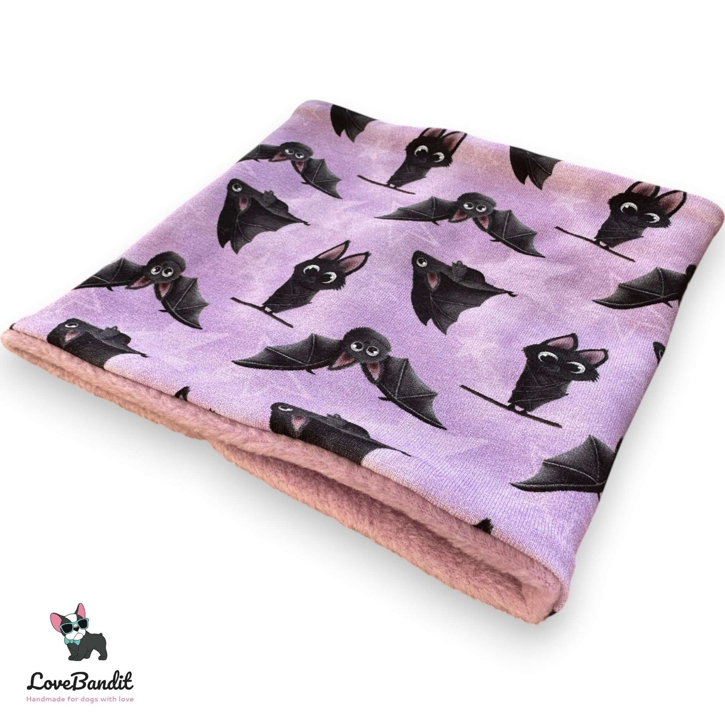 Hundeloop Hundeschal "Flieder Fledermaus" mit Fleece oder Teddyplüsch - LoveBandit