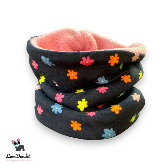 Hundeloop Hundeschal Blümchen Neon Dunkelblau Lovebandit