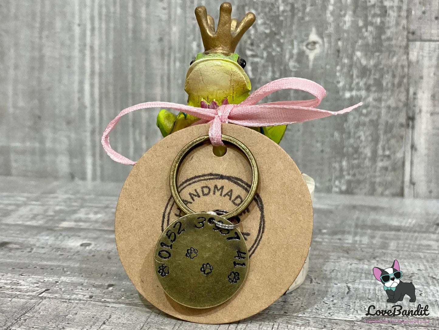 Hundemarke Messing bronze mit Anhänger Rehkitz - LoveBandit
