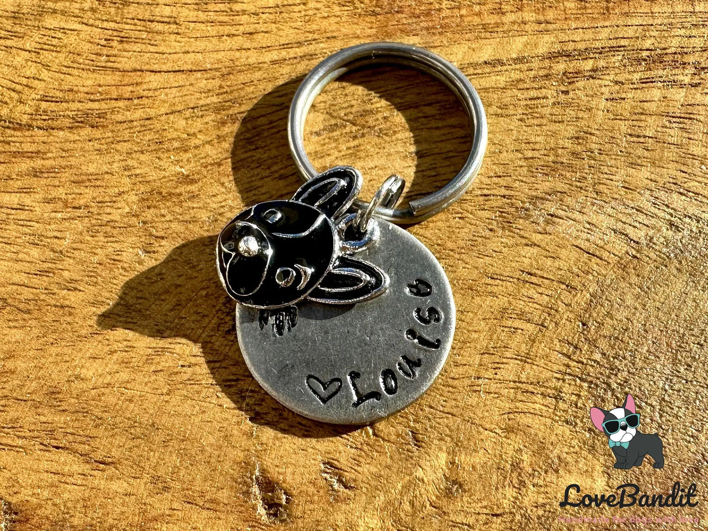 Hundemarke Frenchie Antik Messing Silber - LoveBandit