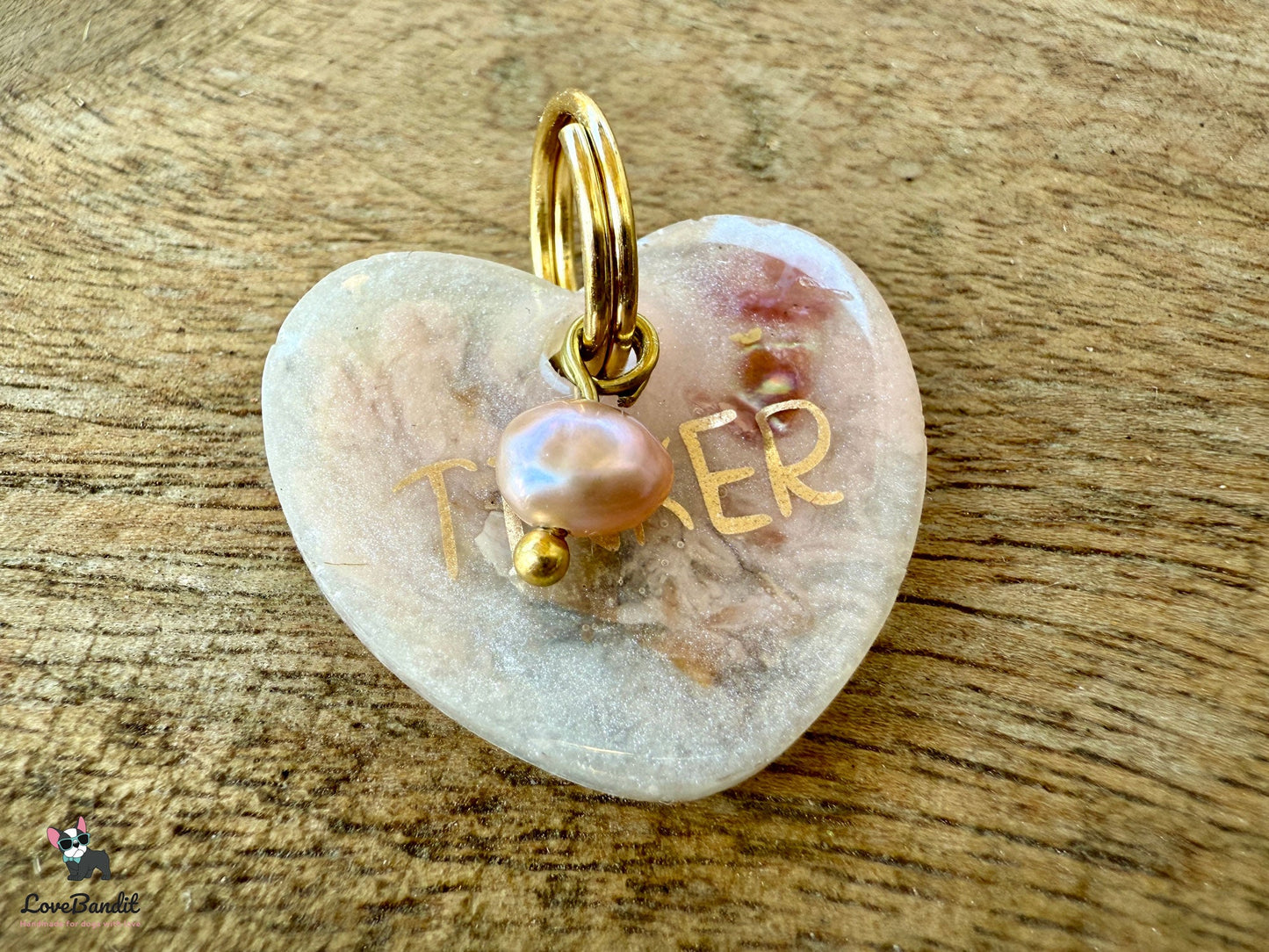 Besondere Hundemarke Herz Pearl aus Resin Visitenkarte LoveBandit