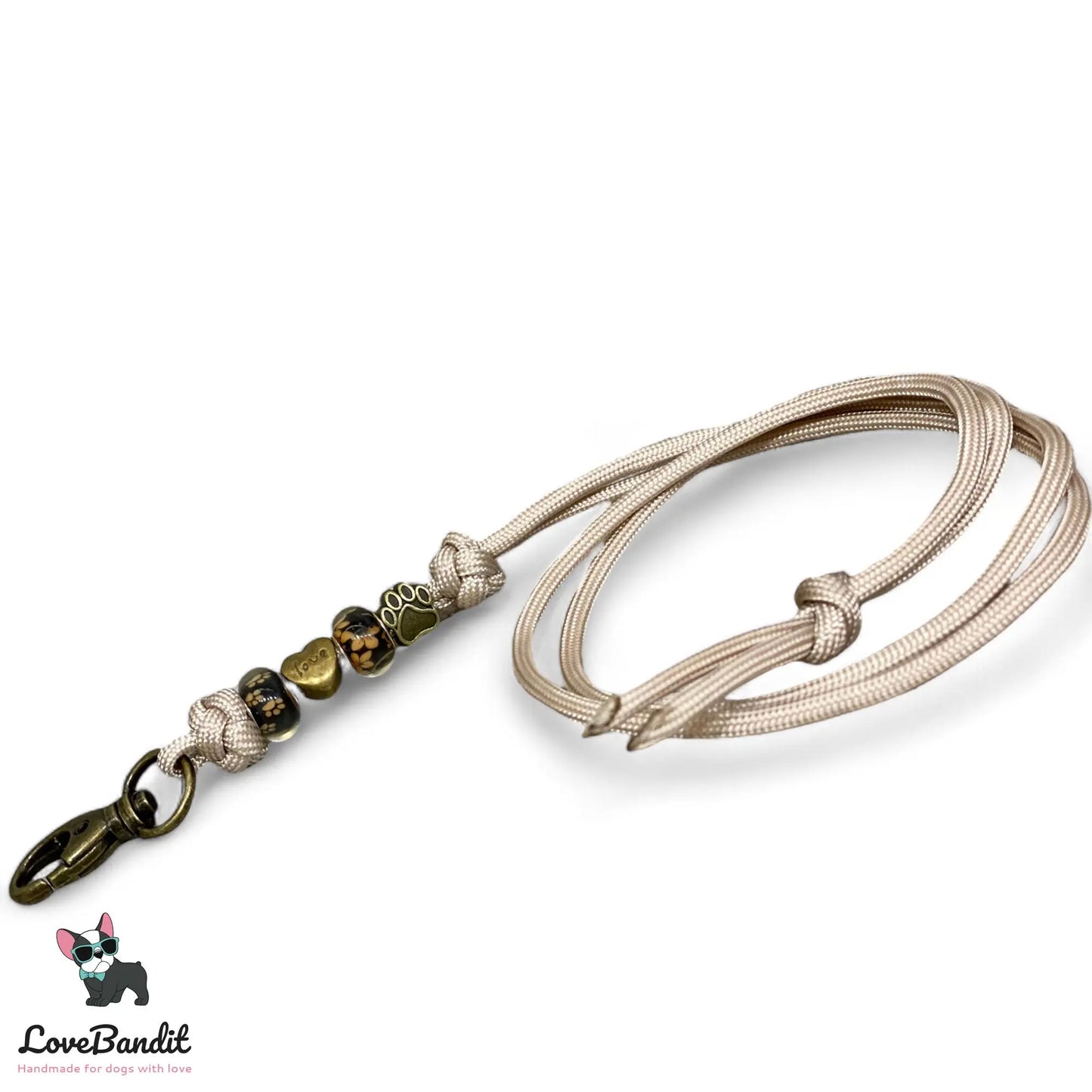 Hundepfeifenband Champagner Bronze Pfote Herz Love - LoveBandit