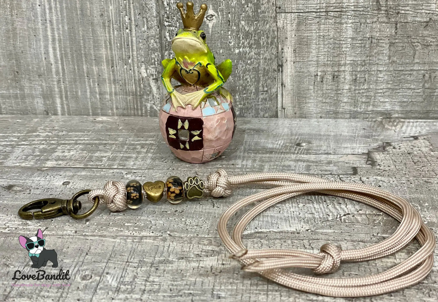 Hundepfeifenband Champagner Bronze Pfote Herz Love - LoveBandit