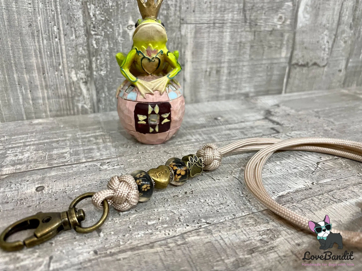 Hundepfeifenband Champagner Bronze Pfote Herz Love - LoveBandit