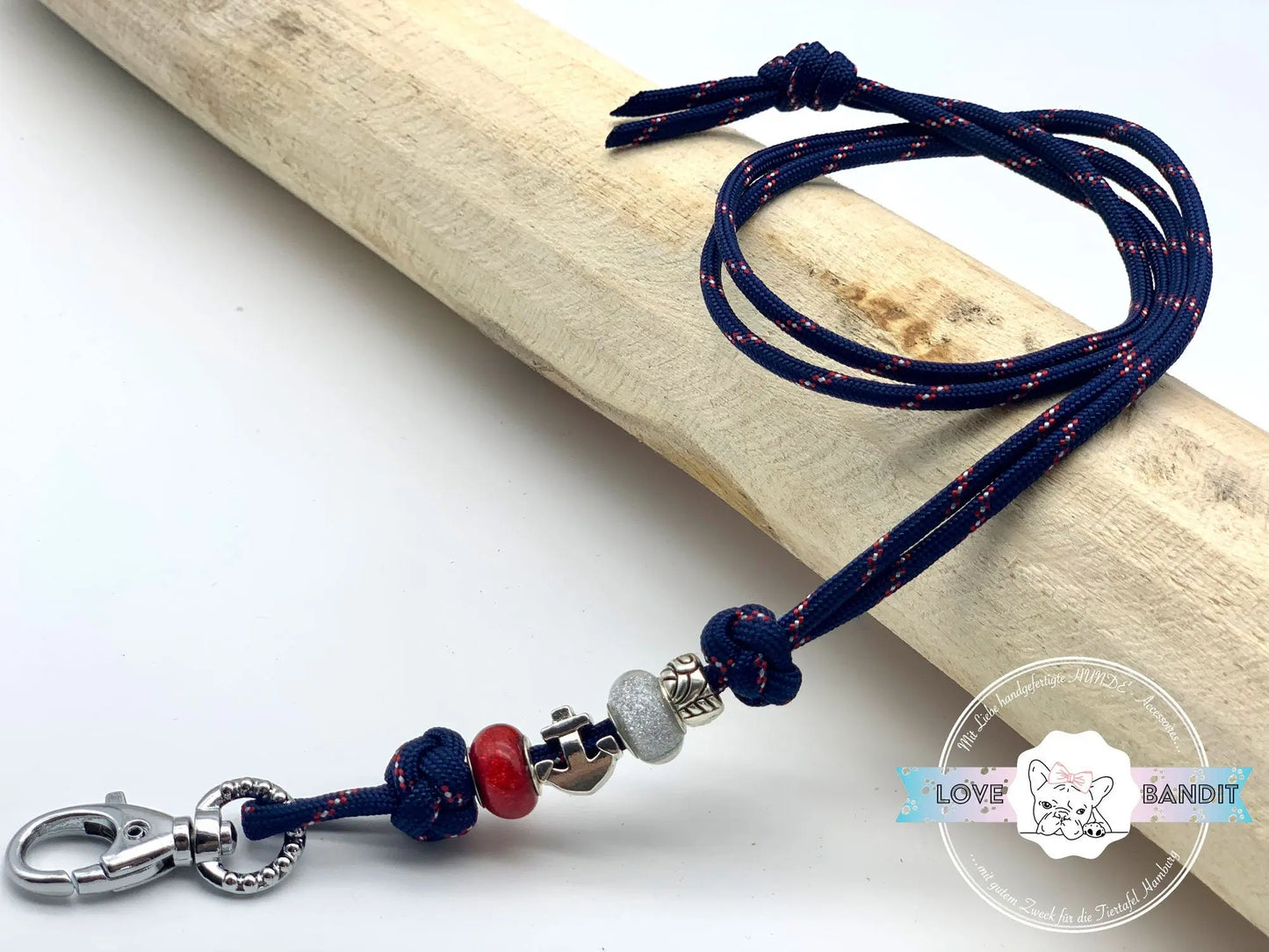 Hundepfeifenband Anker navyblau aus Paracord - LoveBandit