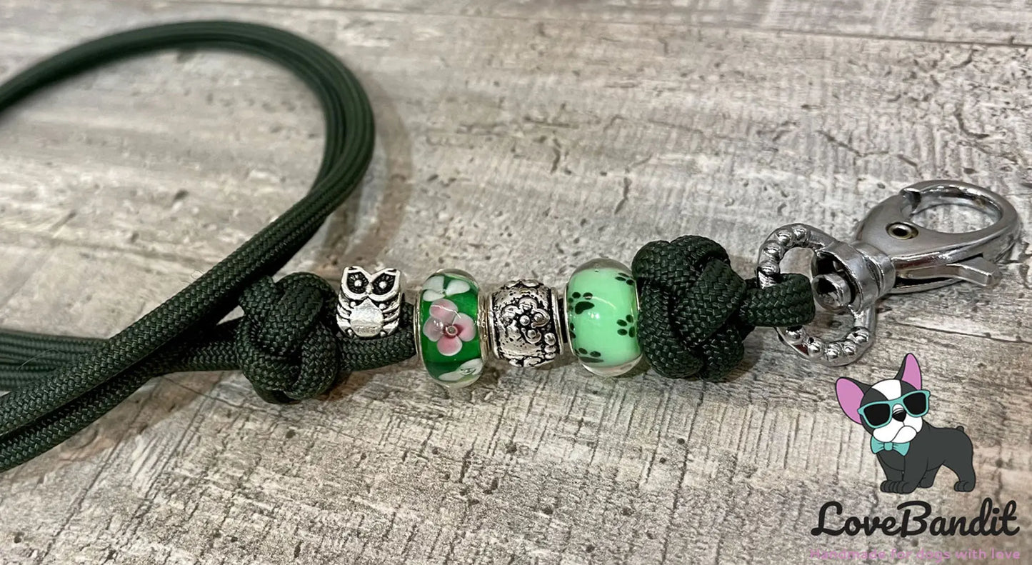 Hundepfeifenband Eulen aus Paracord grün - LoveBandit