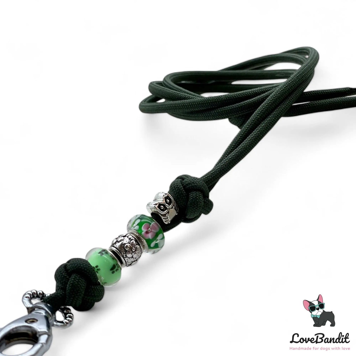 Hundepfeifenband Eulen aus Paracord grün - LoveBandit