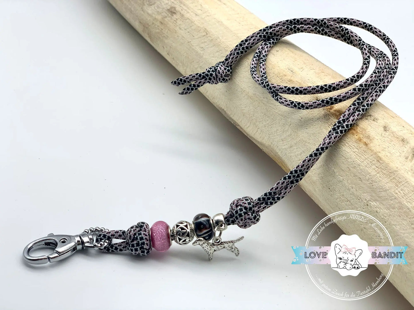 Hundepfeifenband Golden Flat Schwarz Flieder - LoveBandit