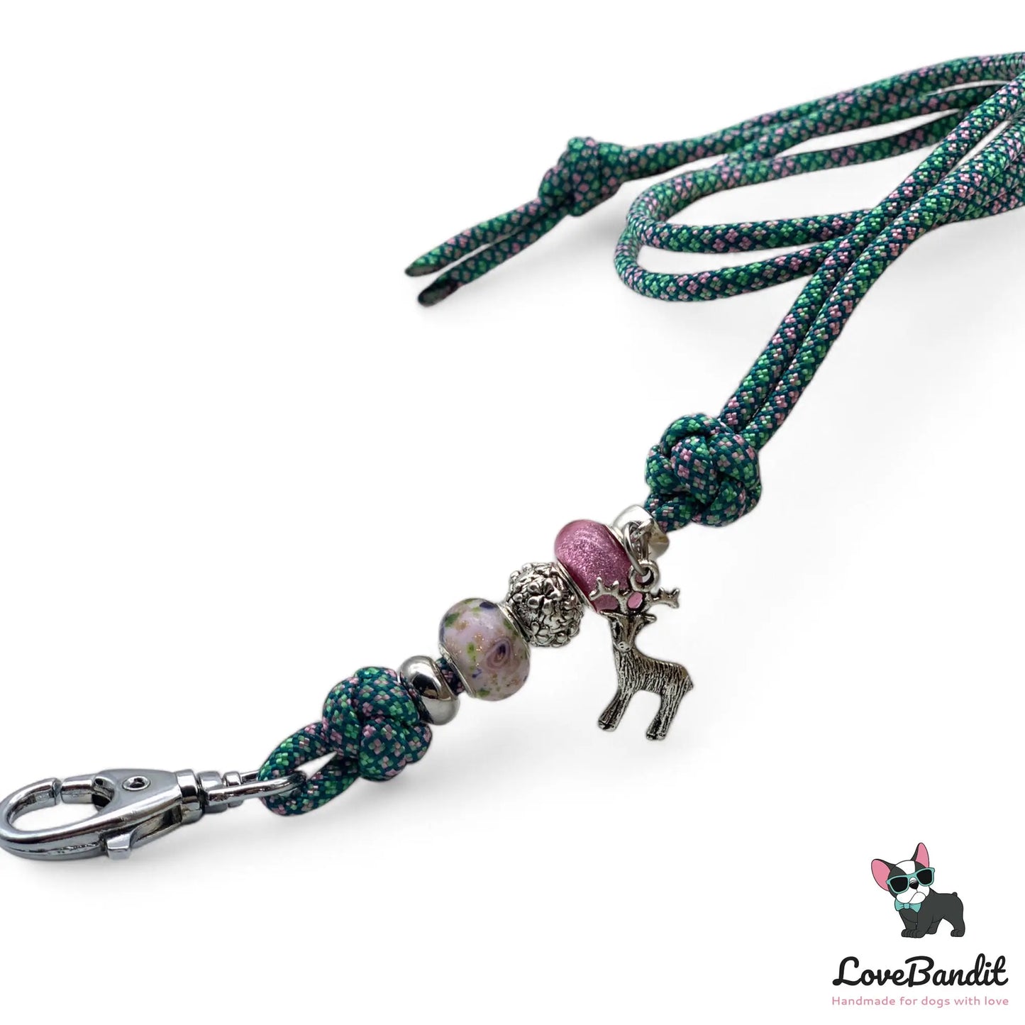 Hundepfeifenband Hirsch Grün Rosa Paracord - LoveBandit