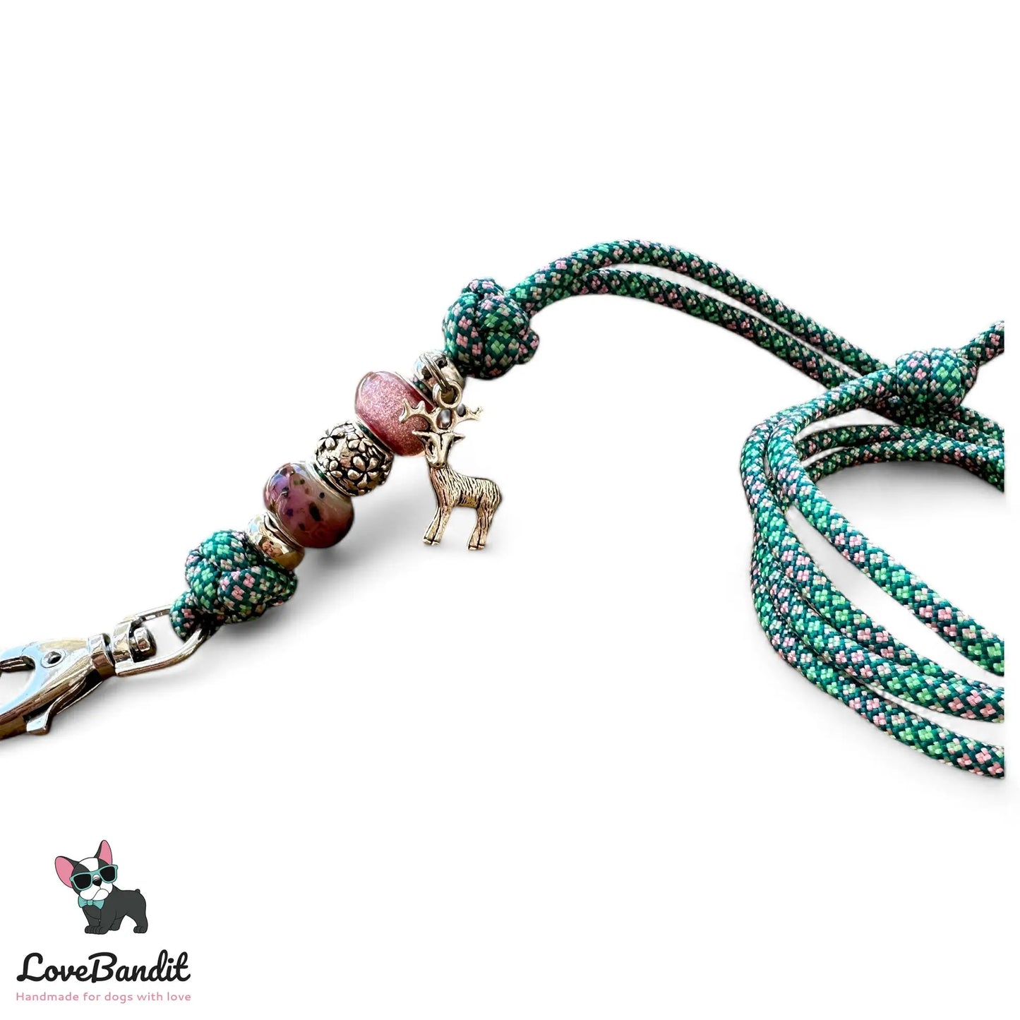 Hundepfeifenband Hirsch Grün Rosa Paracord - LoveBandit