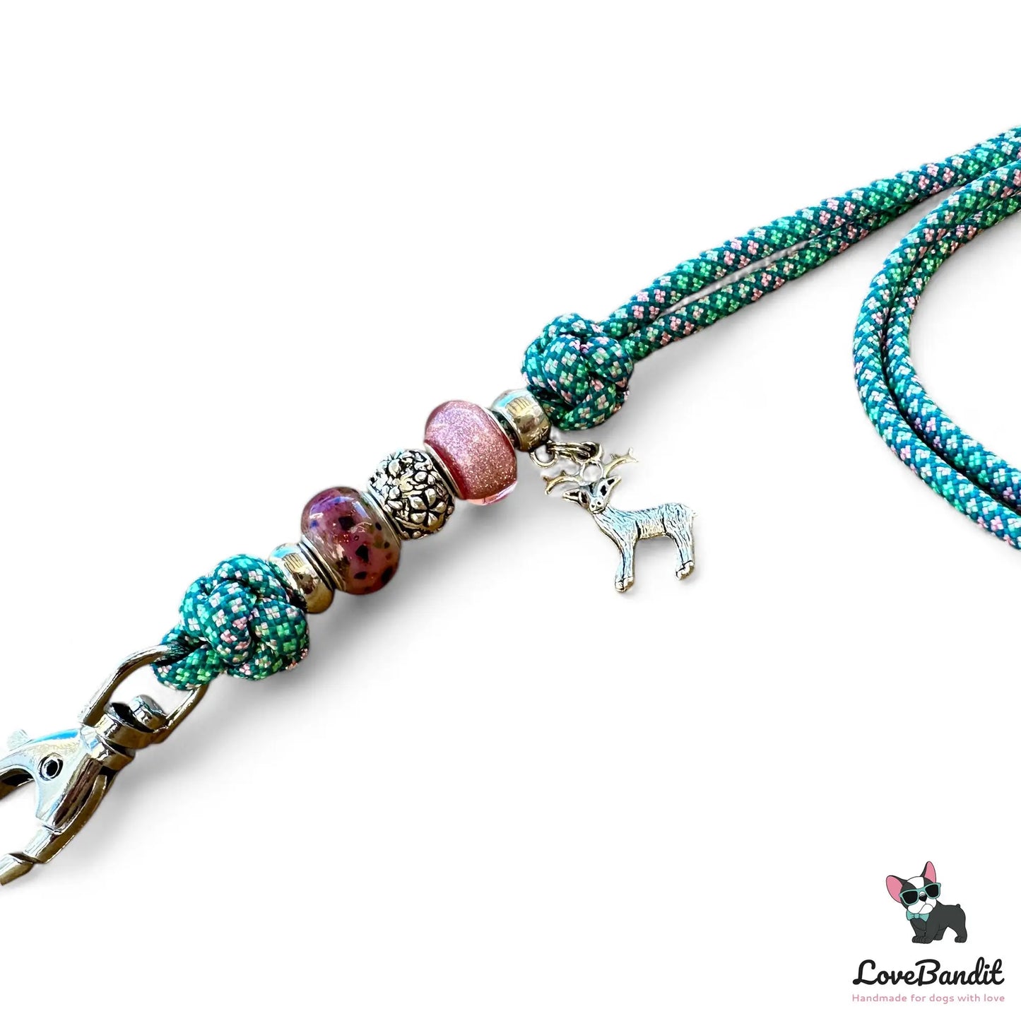 Hundepfeifenband Hirsch Grün Rosa Paracord - LoveBandit