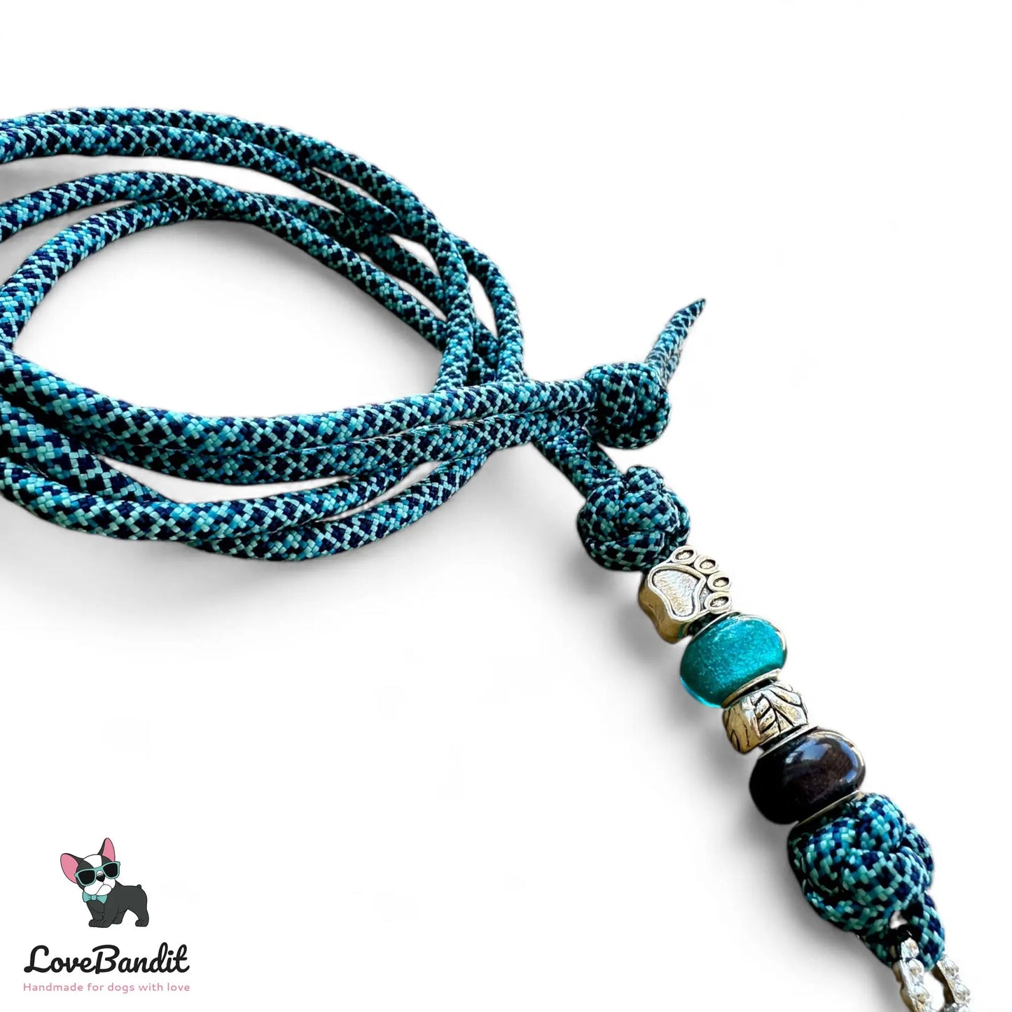 Hundepfeifenband Pfote türkis aus Paracord - LoveBandit