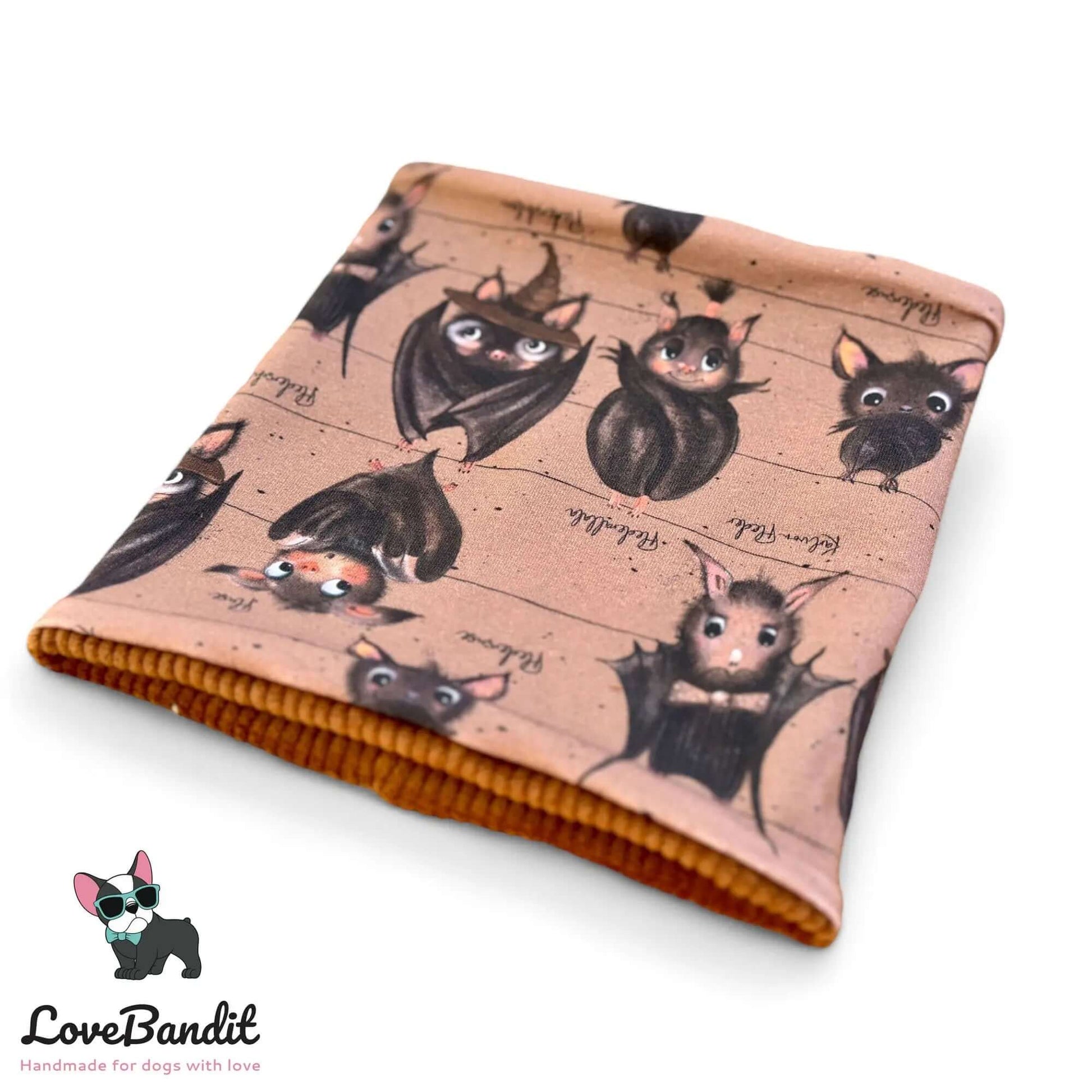 Hundeschal Hundeloop Cord Fledermäuse Braun - LoveBandit