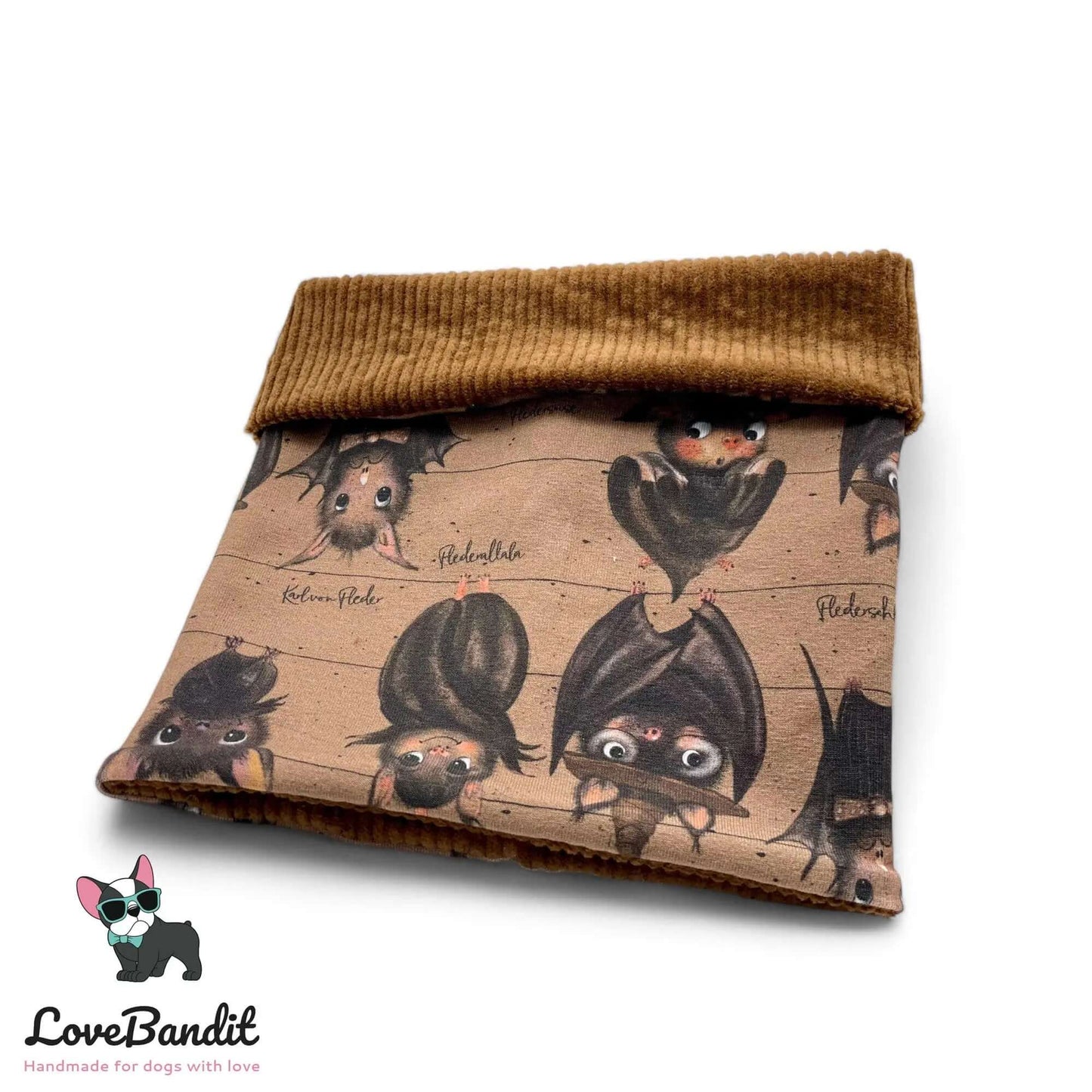 Hundeschal Hundeloop Cord Fledermäuse Braun - LoveBandit