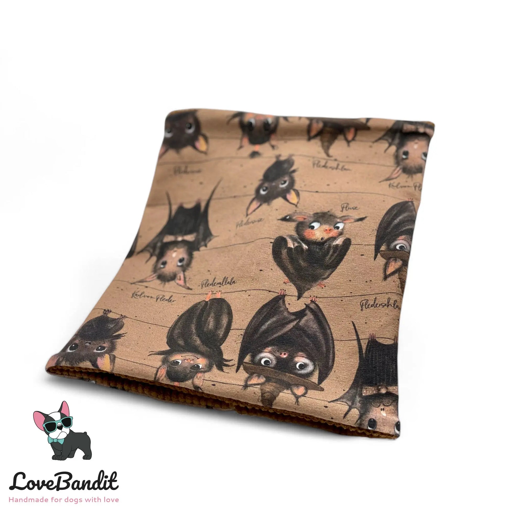 Hundeschal Hundeloop Cord Fledermäuse Braun - LoveBandit