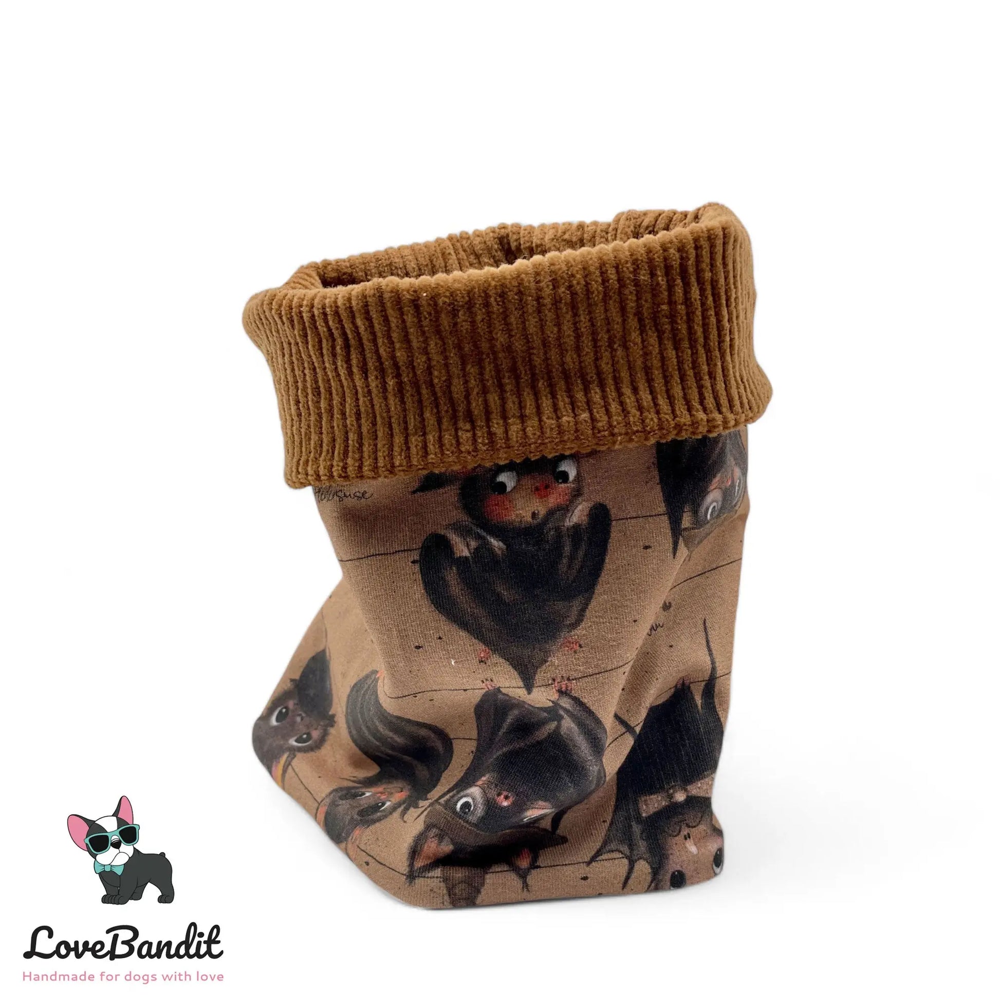 Hundeschal Hundeloop Cord Fledermäuse Braun - LoveBandit