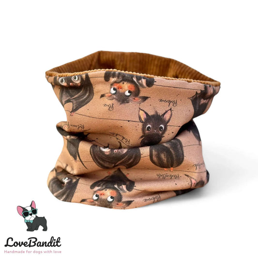 Hundeschal Hundeloop Cord Fledermäuse Braun - LoveBandit