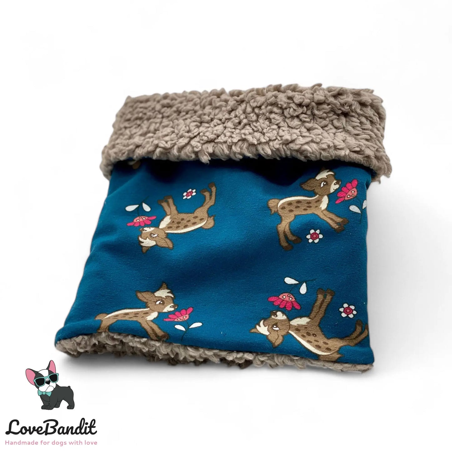Hundeschal Hundeloop Rehkitz Blume Petrol - LoveBandit
